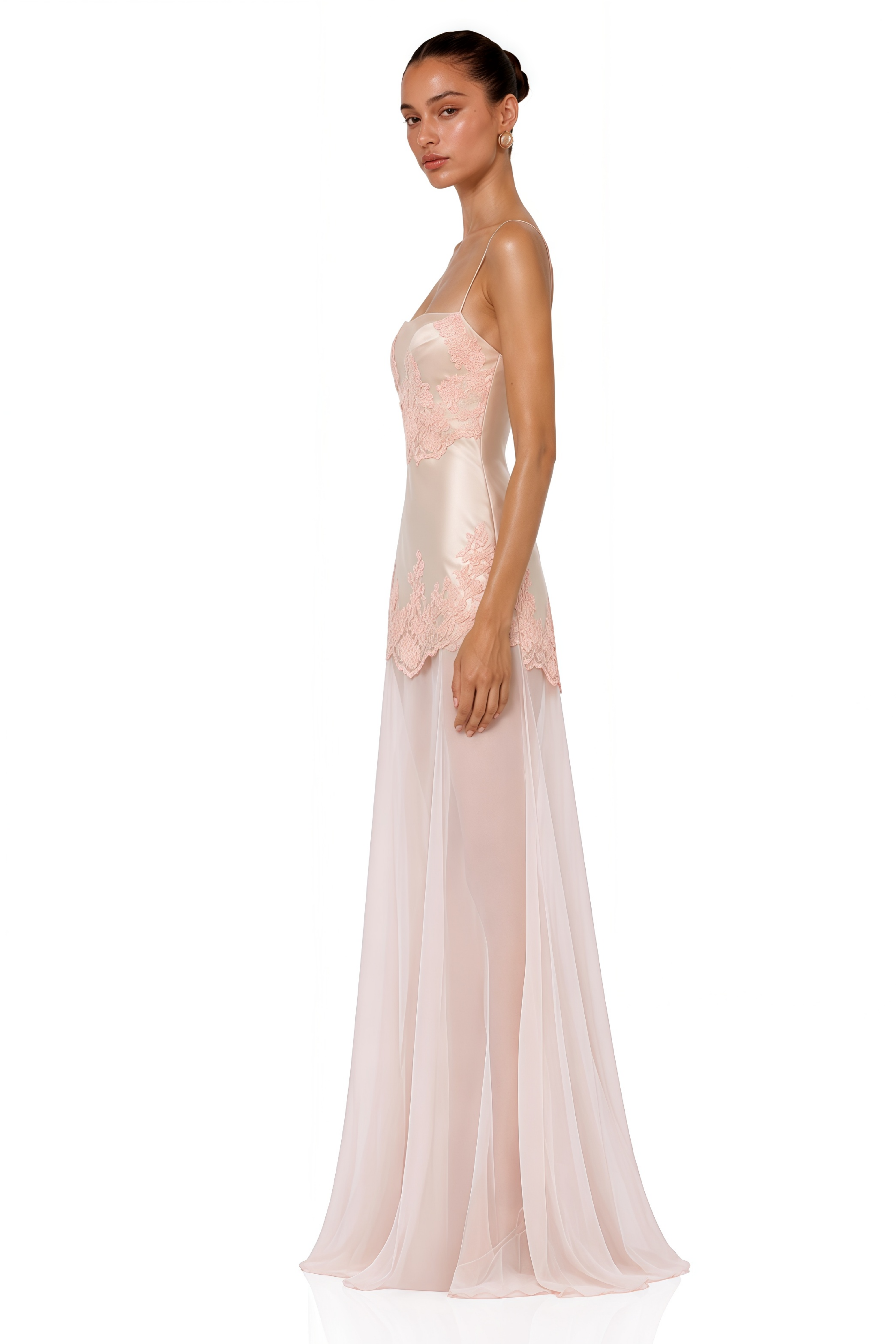 Calliope Pink Spaghetti Strap Satin Maxi Dress