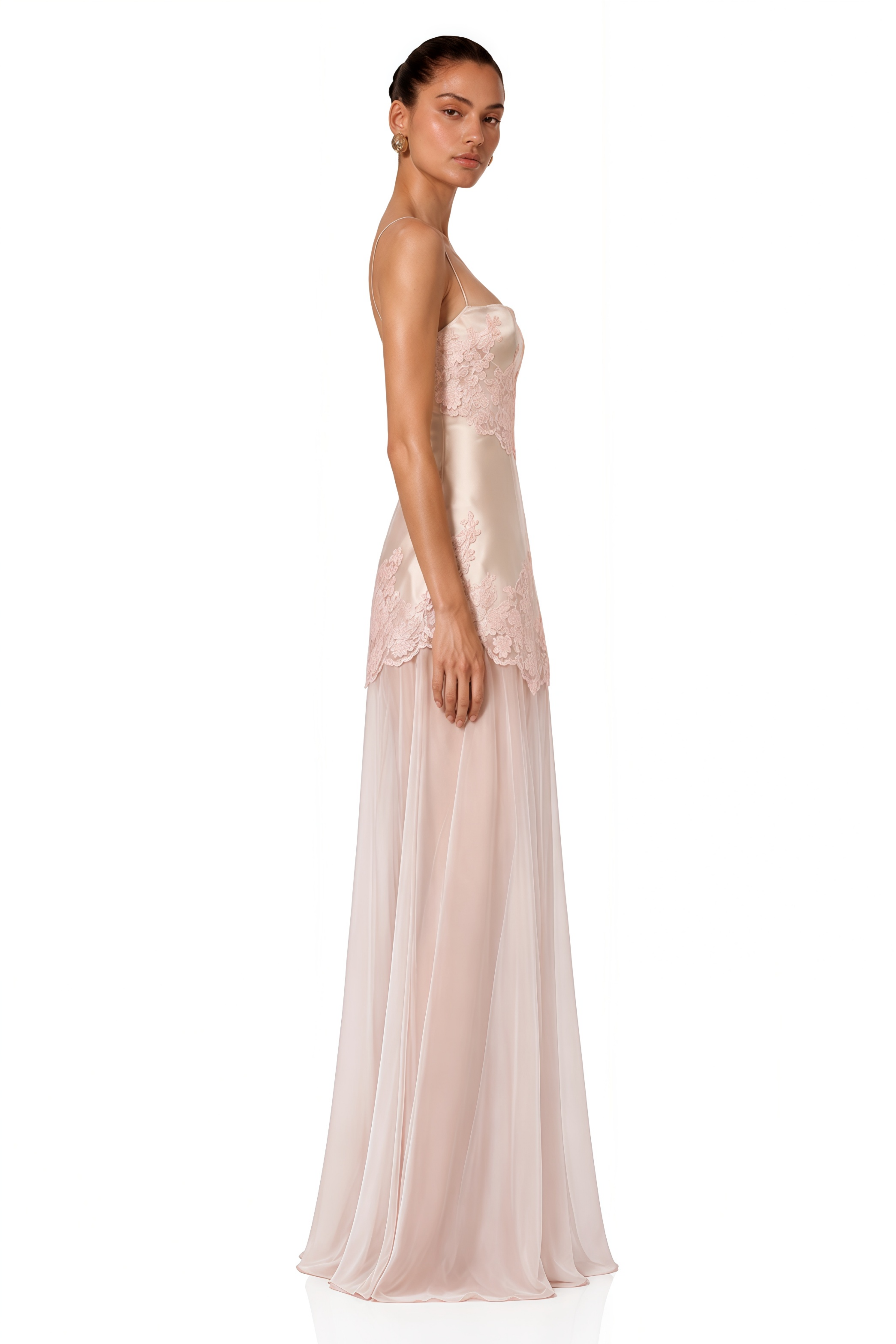 Calliope Pink Spaghetti Strap Satin Maxi Dress