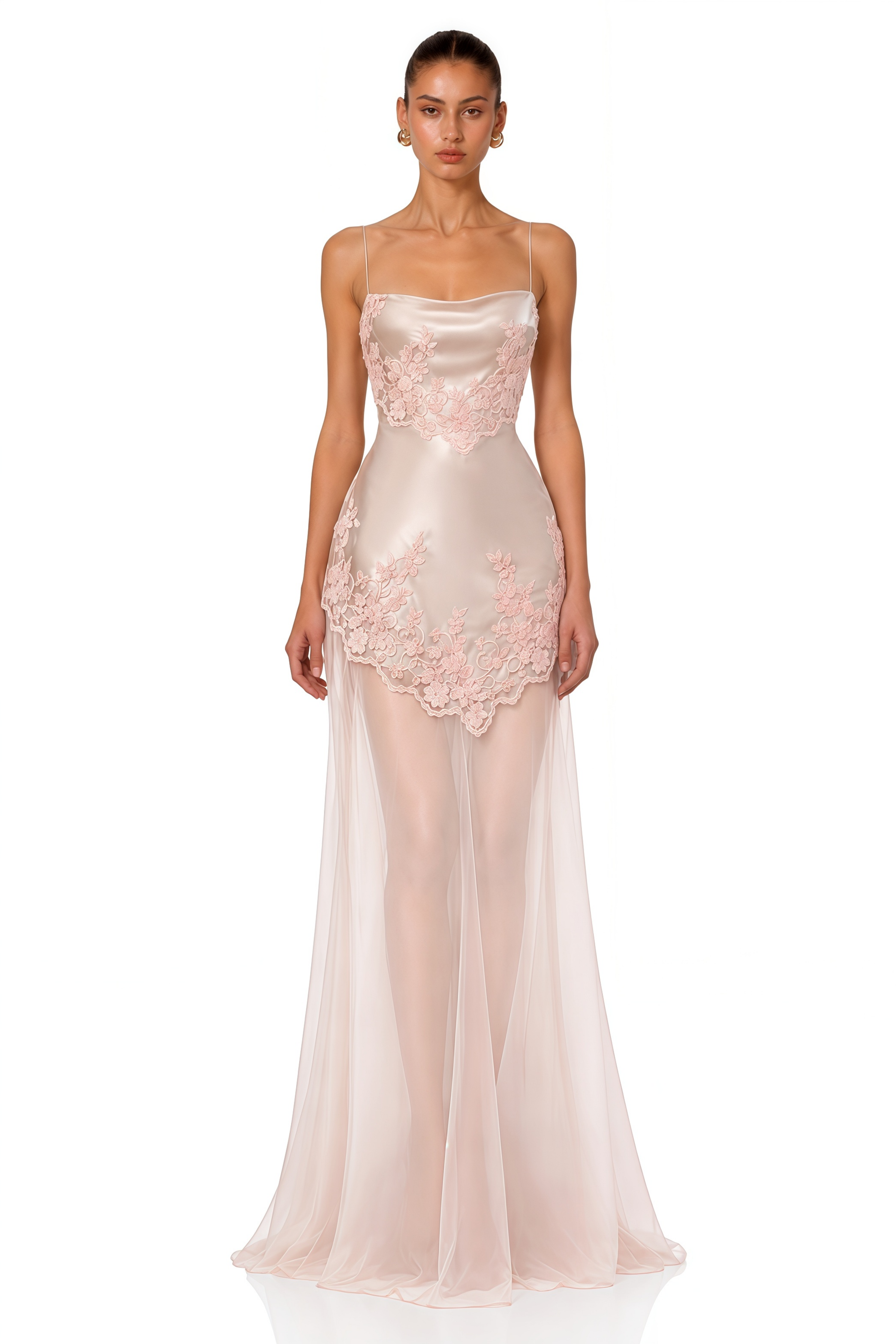 Calliope Pink Spaghetti Strap Satin Maxi Dress