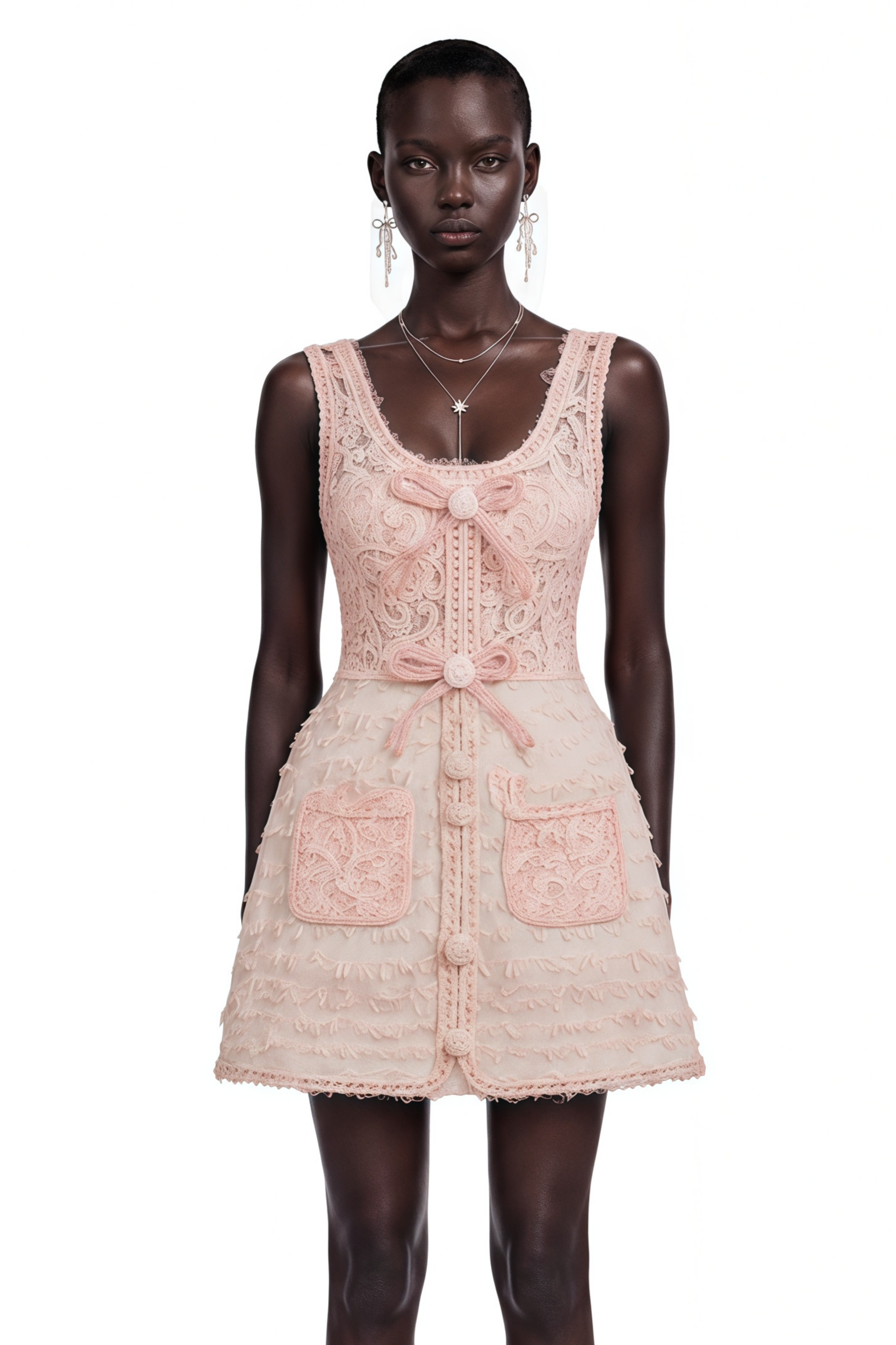 Camille Pink Tweed Jacket with 3D Floral & Lace Dress Set