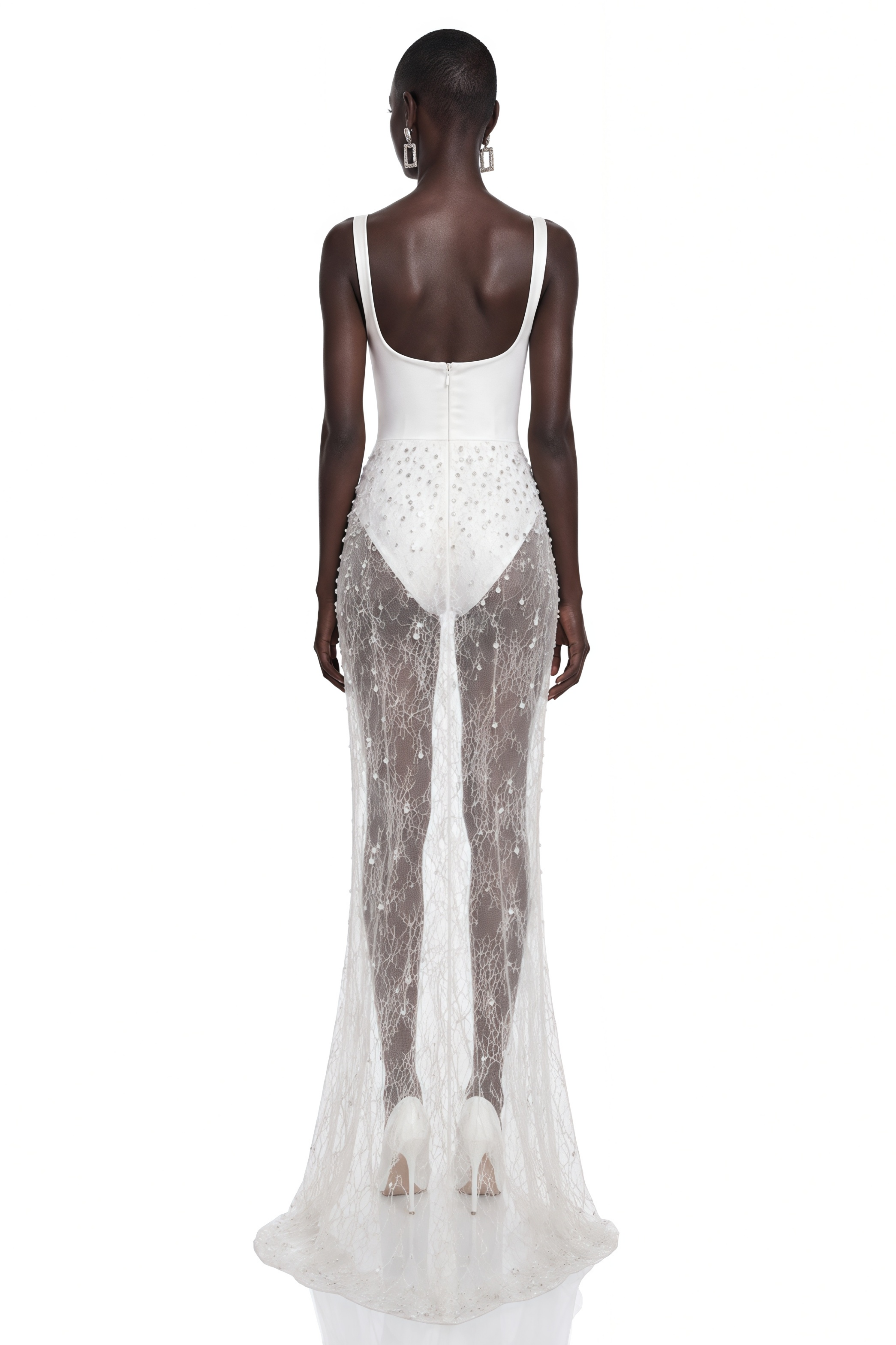 Cassidy White Embellished Corset Lace Maxi Dress