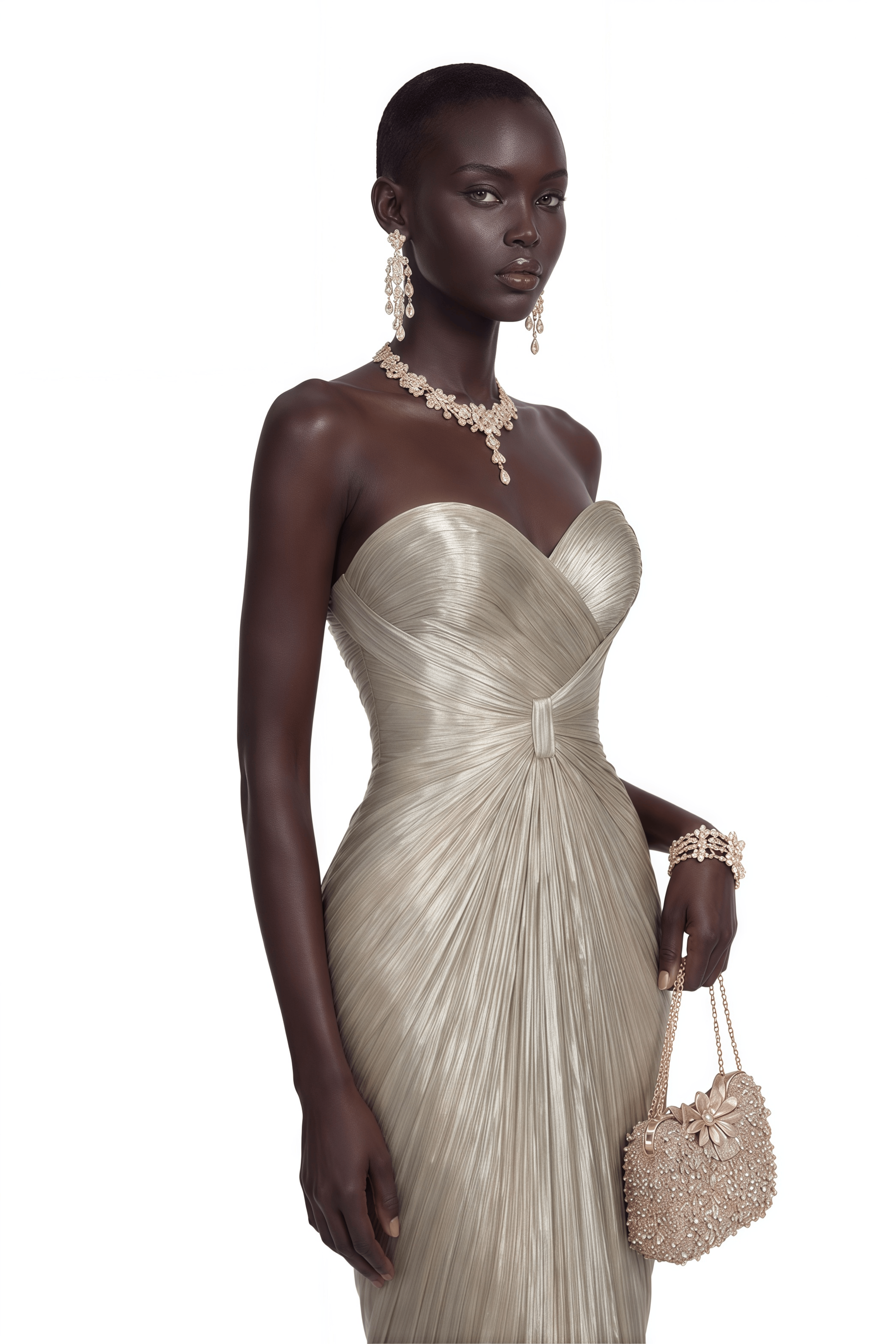 Catherine Silver Off-Shoulder Ruched Maxi Dress