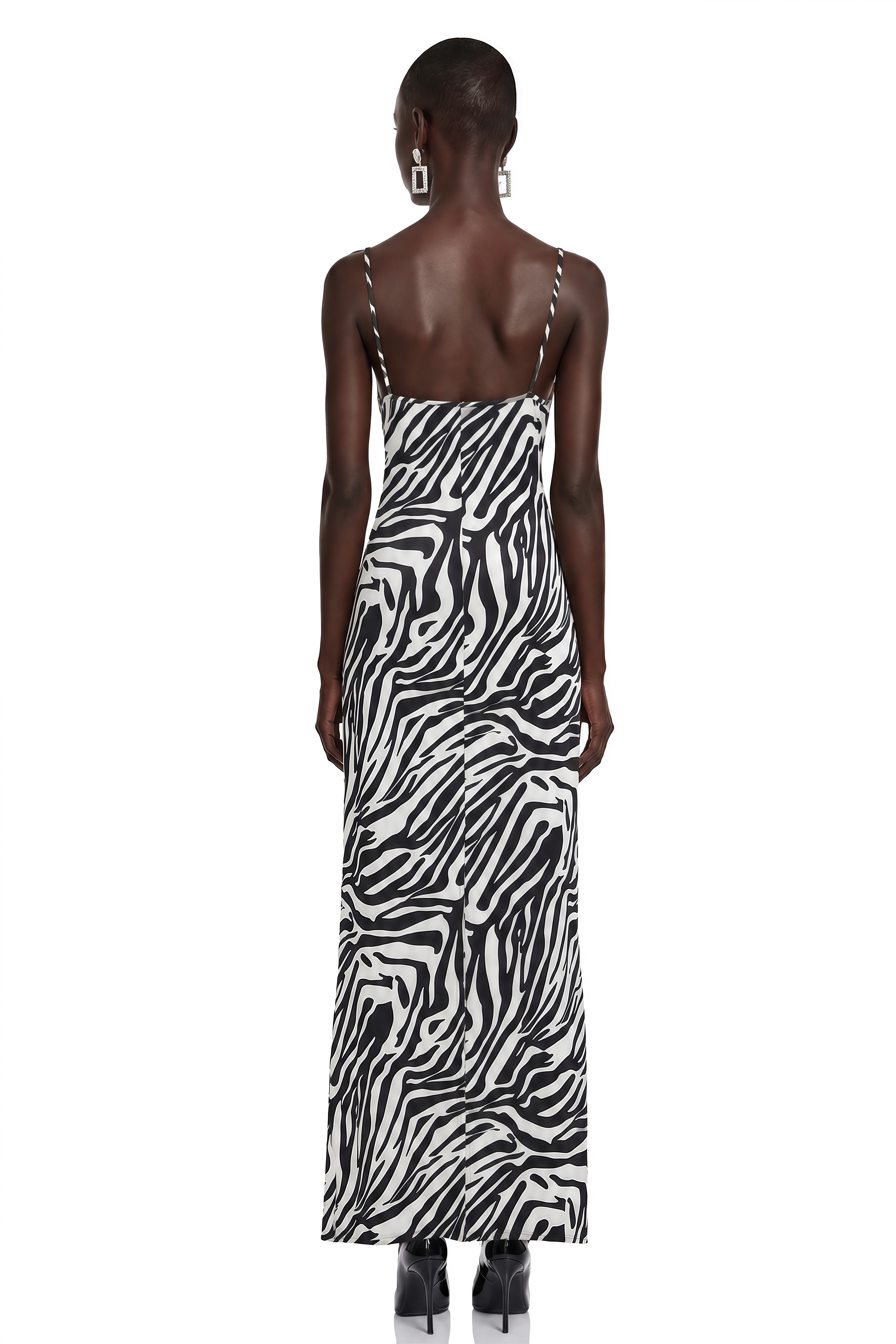 Catriona Black Zebra Print Lace Maxi Dress