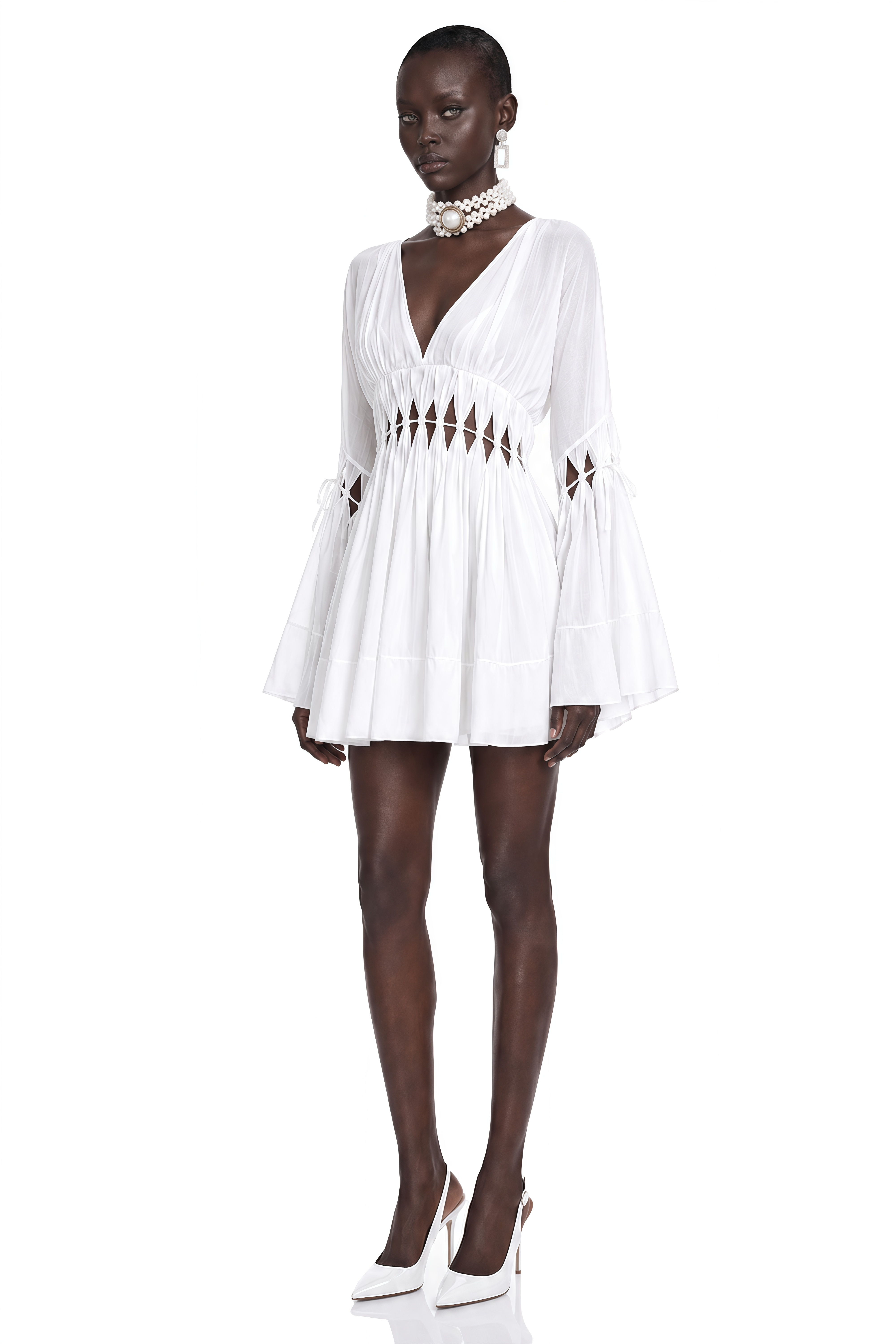 Cecelia White Puff Sleeve Mini Dress