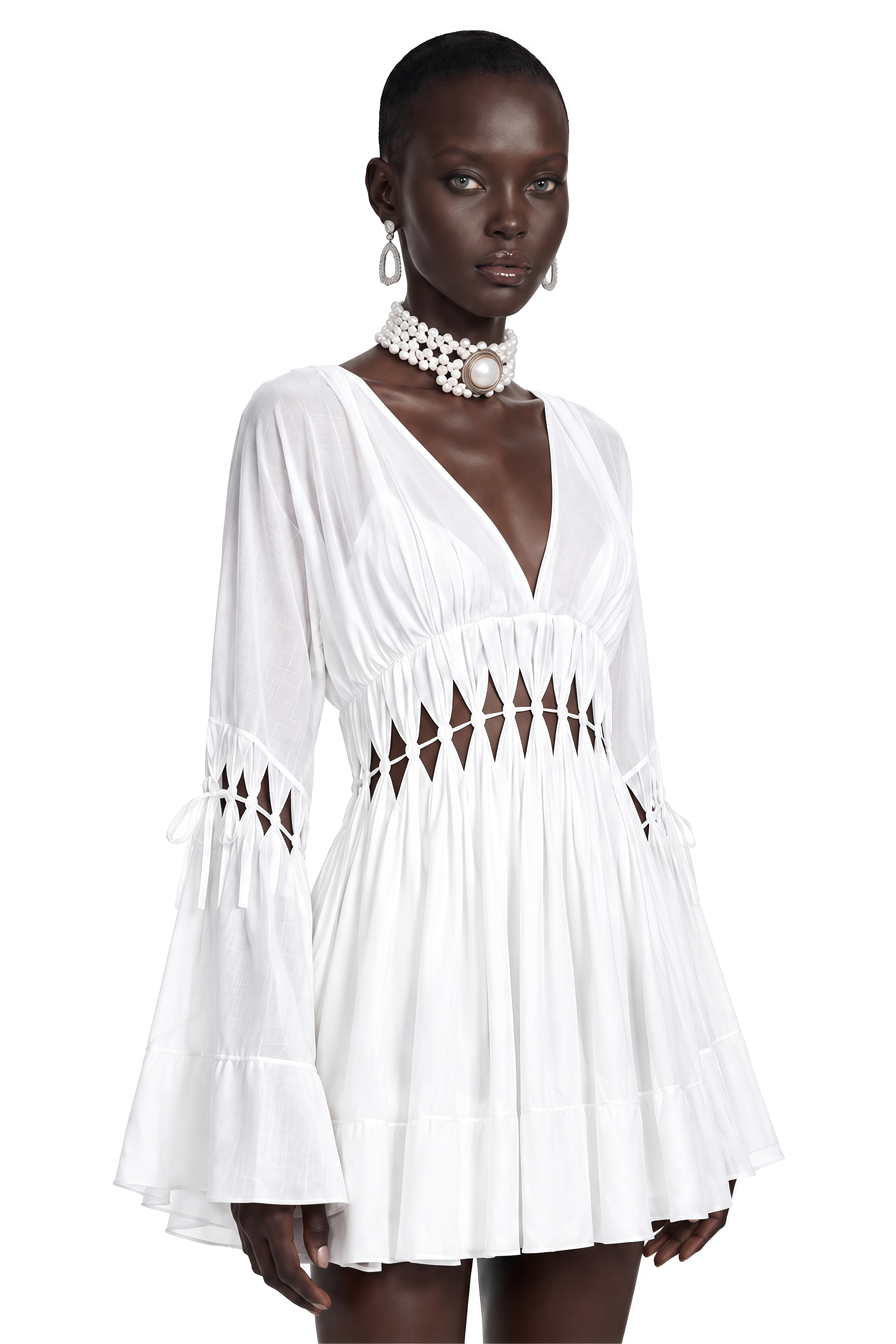 Cecelia White Puff Sleeve Mini Dress
