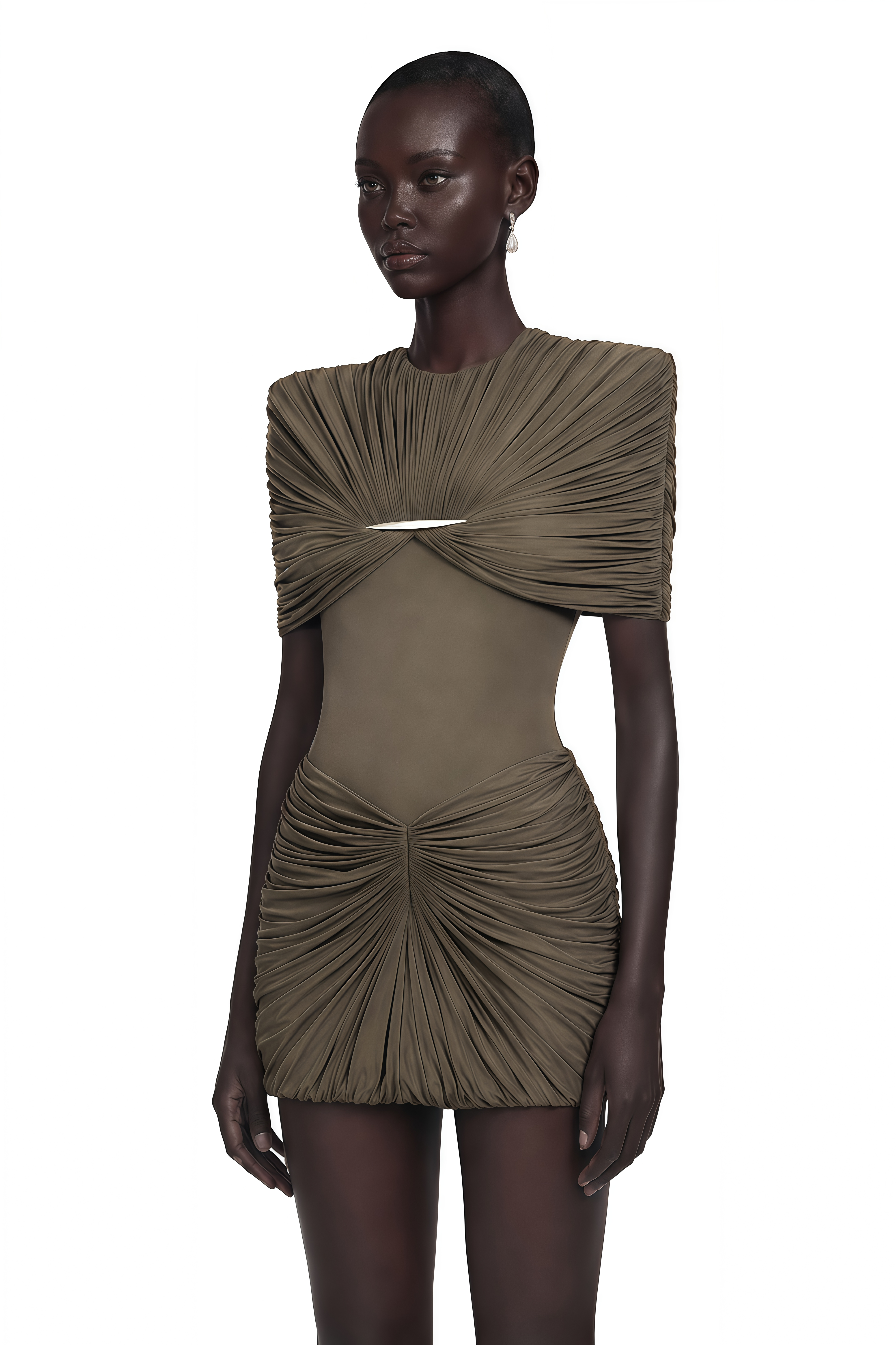 mini chocolate brown dress Celeste Pleated Cape – Miss Rosier By Anthropologie Asymmetric Lace Colour:Amla elevatedspringbasics designed for unforgettable entrances