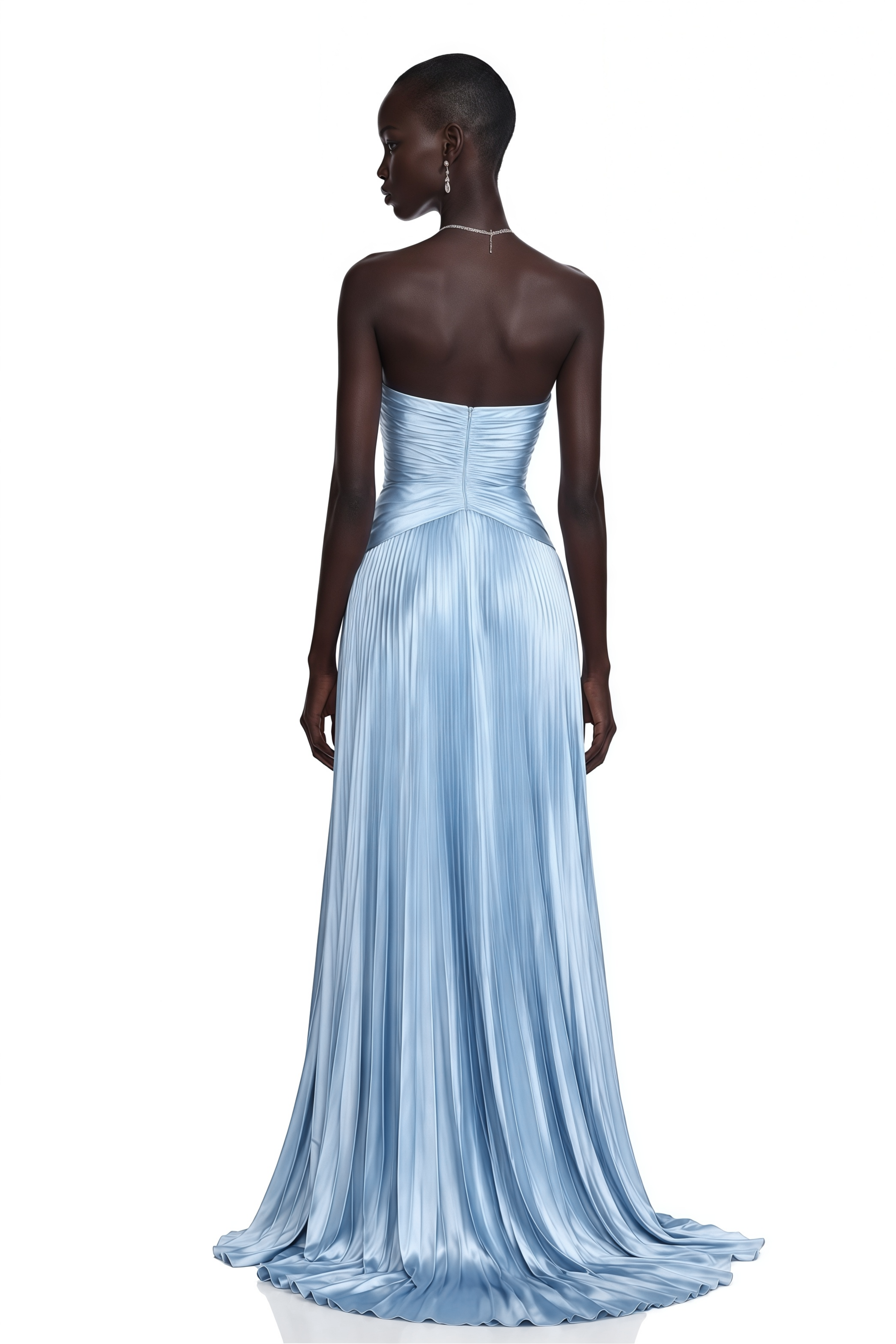 Celestine Blue Off Shoulder Pleated Maxi Dress