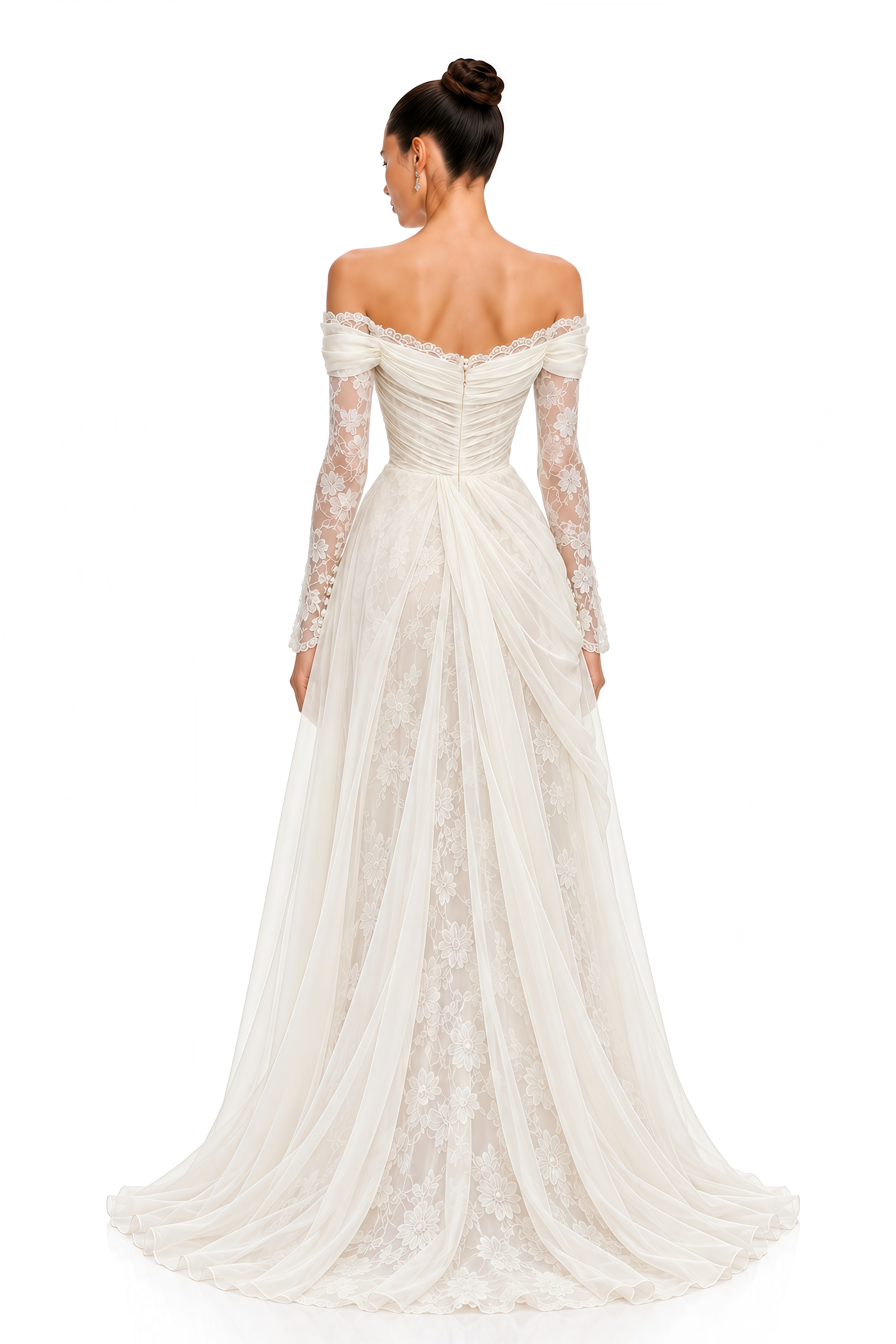 Ceylin White Off Shoulder Floral Lace Maxi Dress