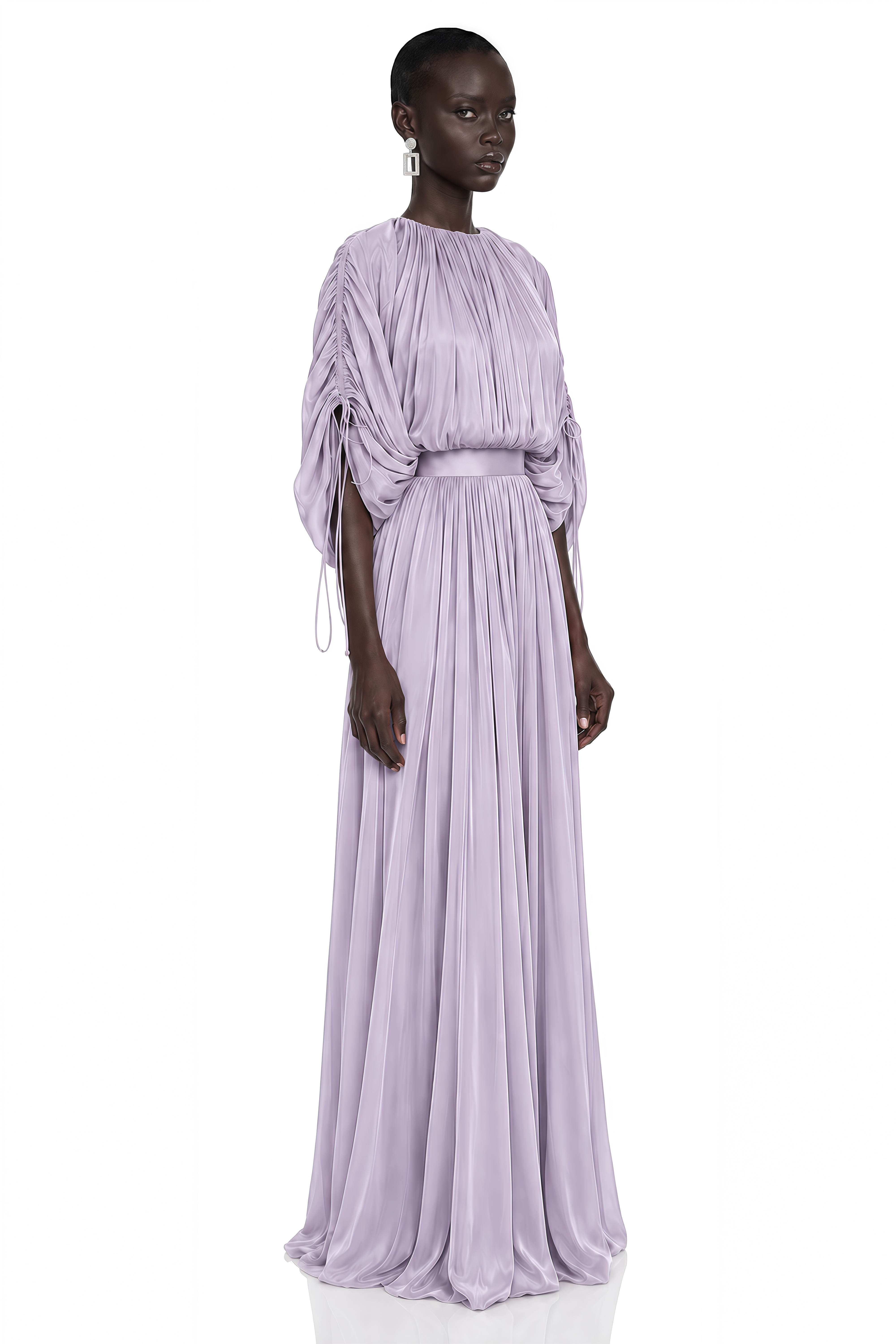 Charitina Purple Fully Pleated Blouse & Skirt Set