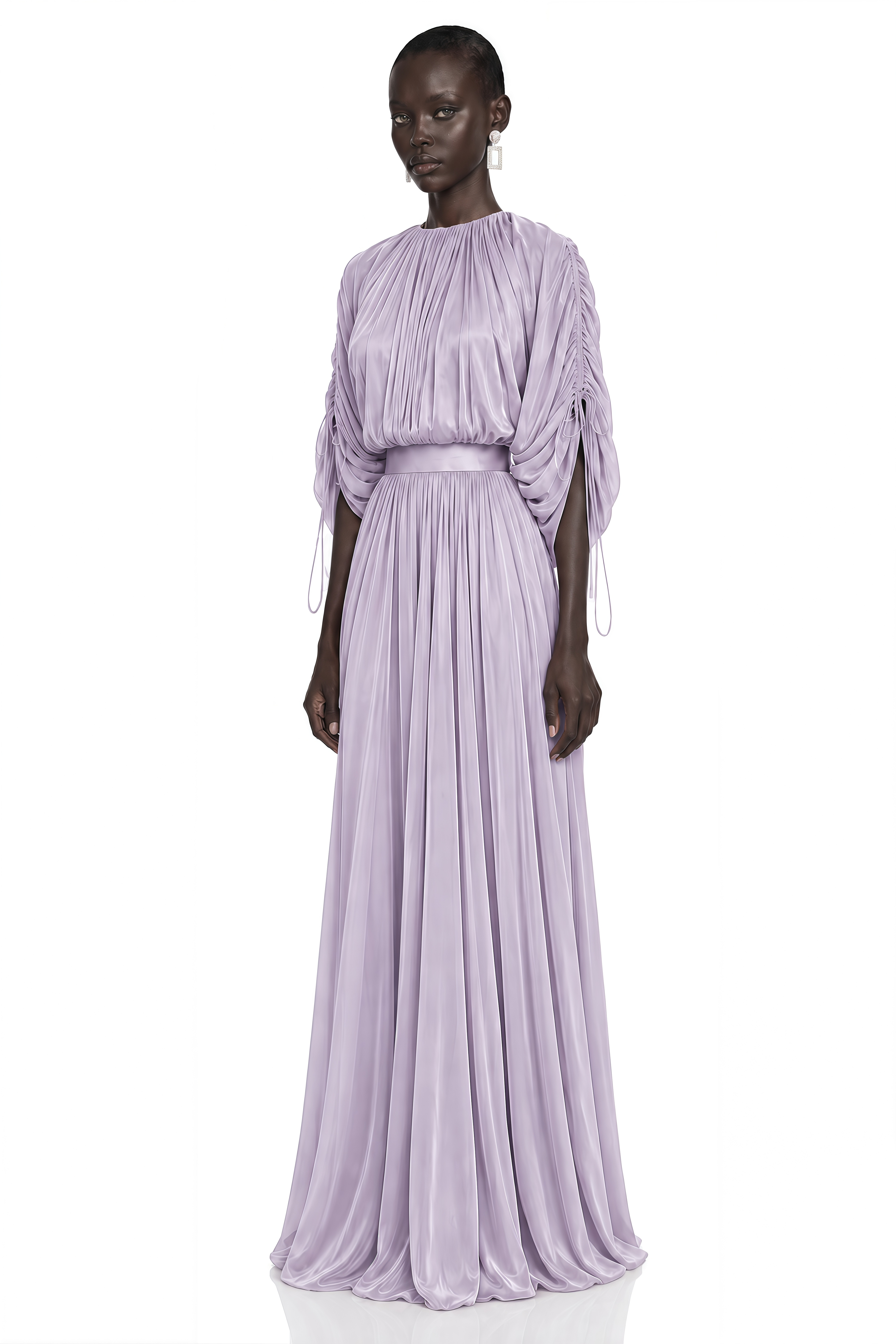Charitina Purple Fully Pleated Blouse & Skirt Set