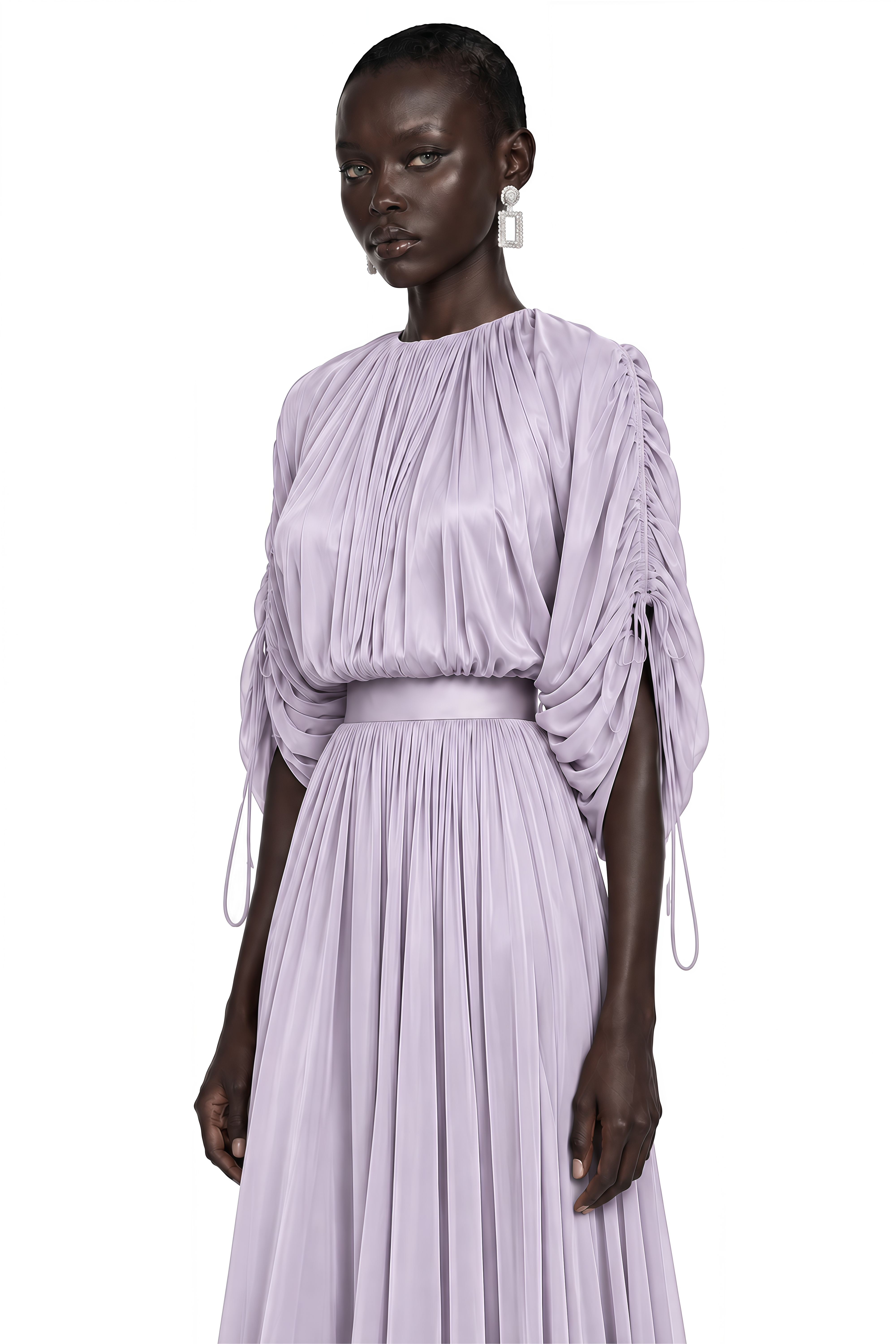 Charitina Purple Fully Pleated Blouse & Skirt Set