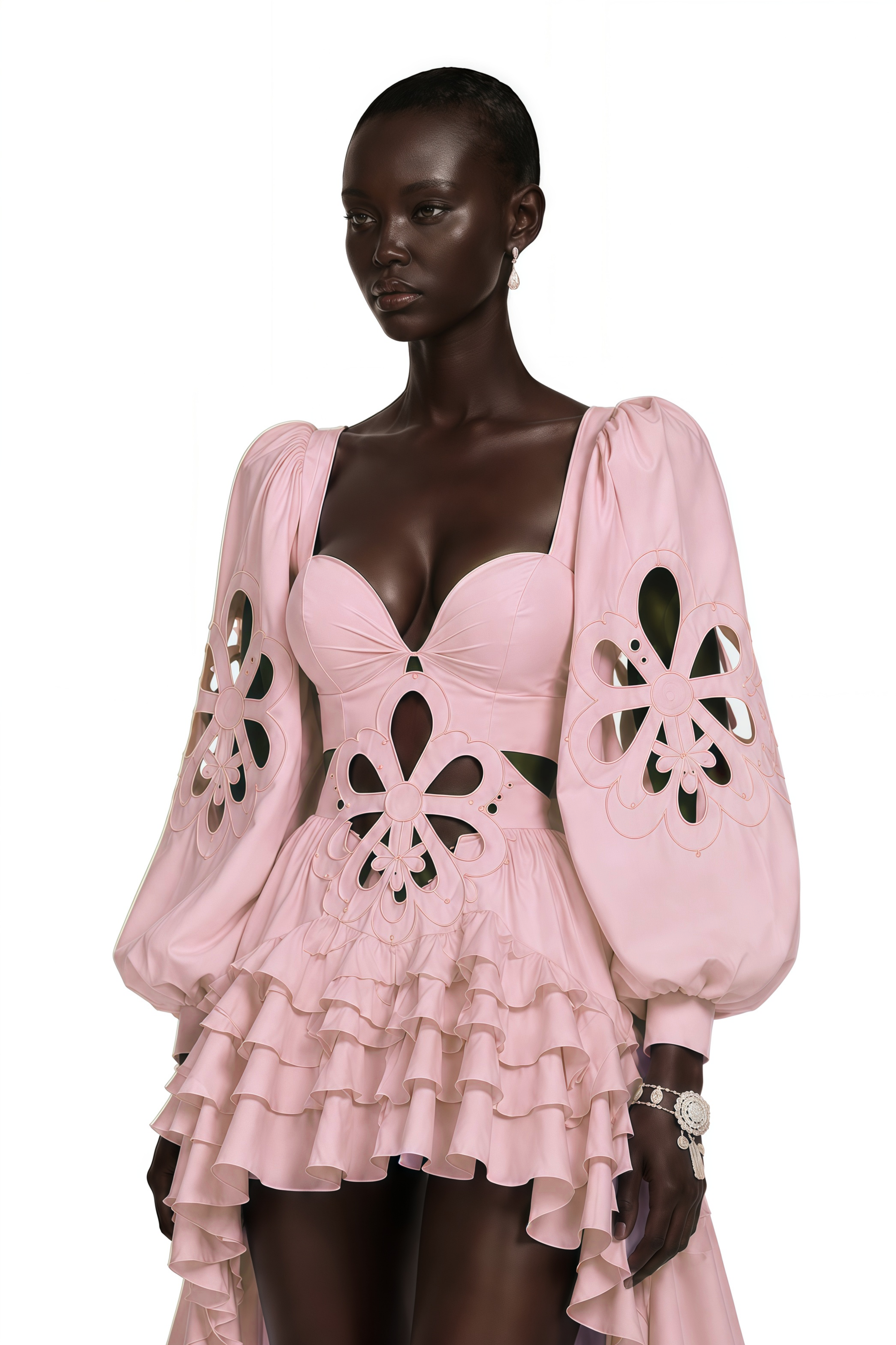 Charles Pink Cut-Out Asymmetrical Maxi Dress