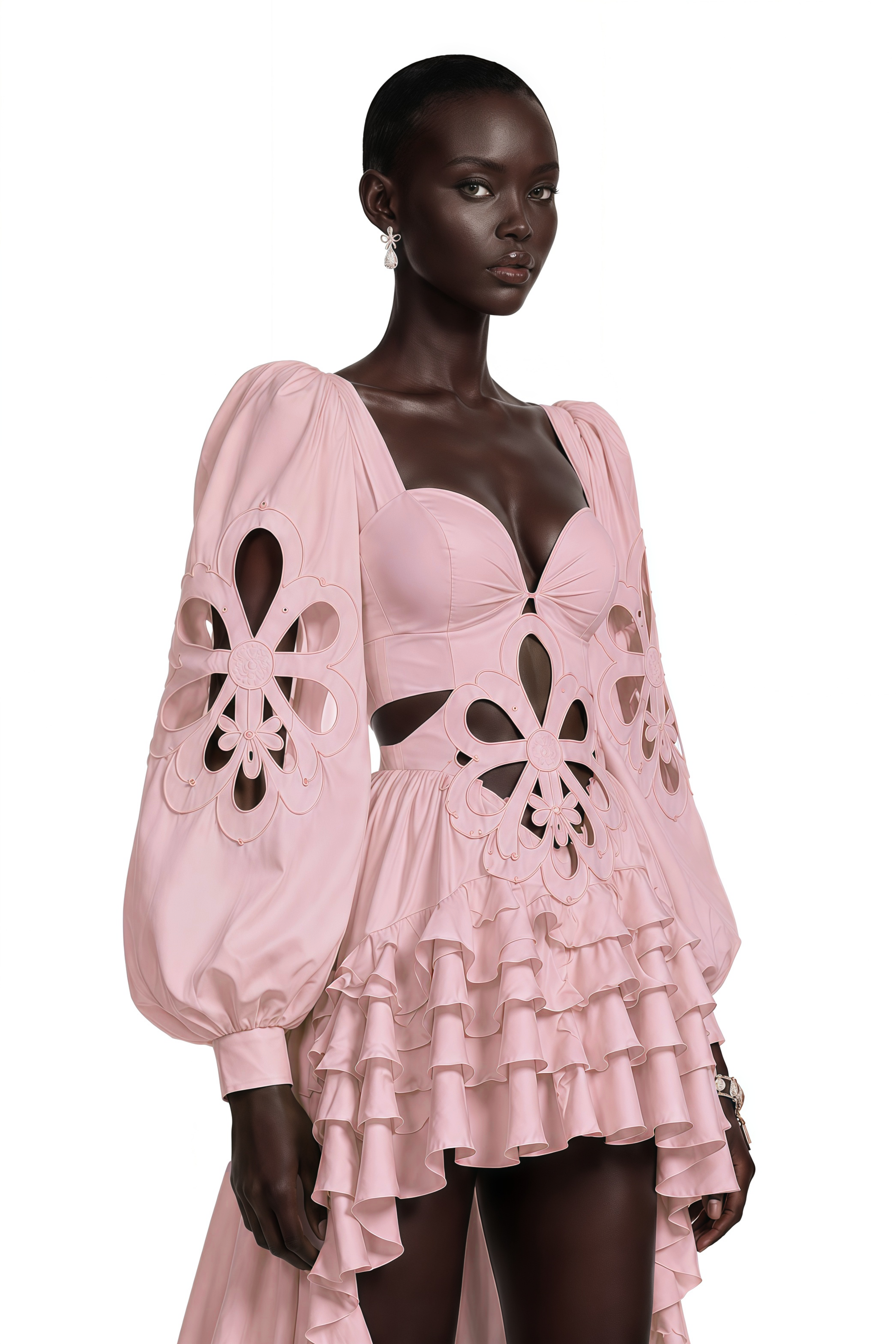 Charles Pink Cut-Out Asymmetrical Maxi Dress