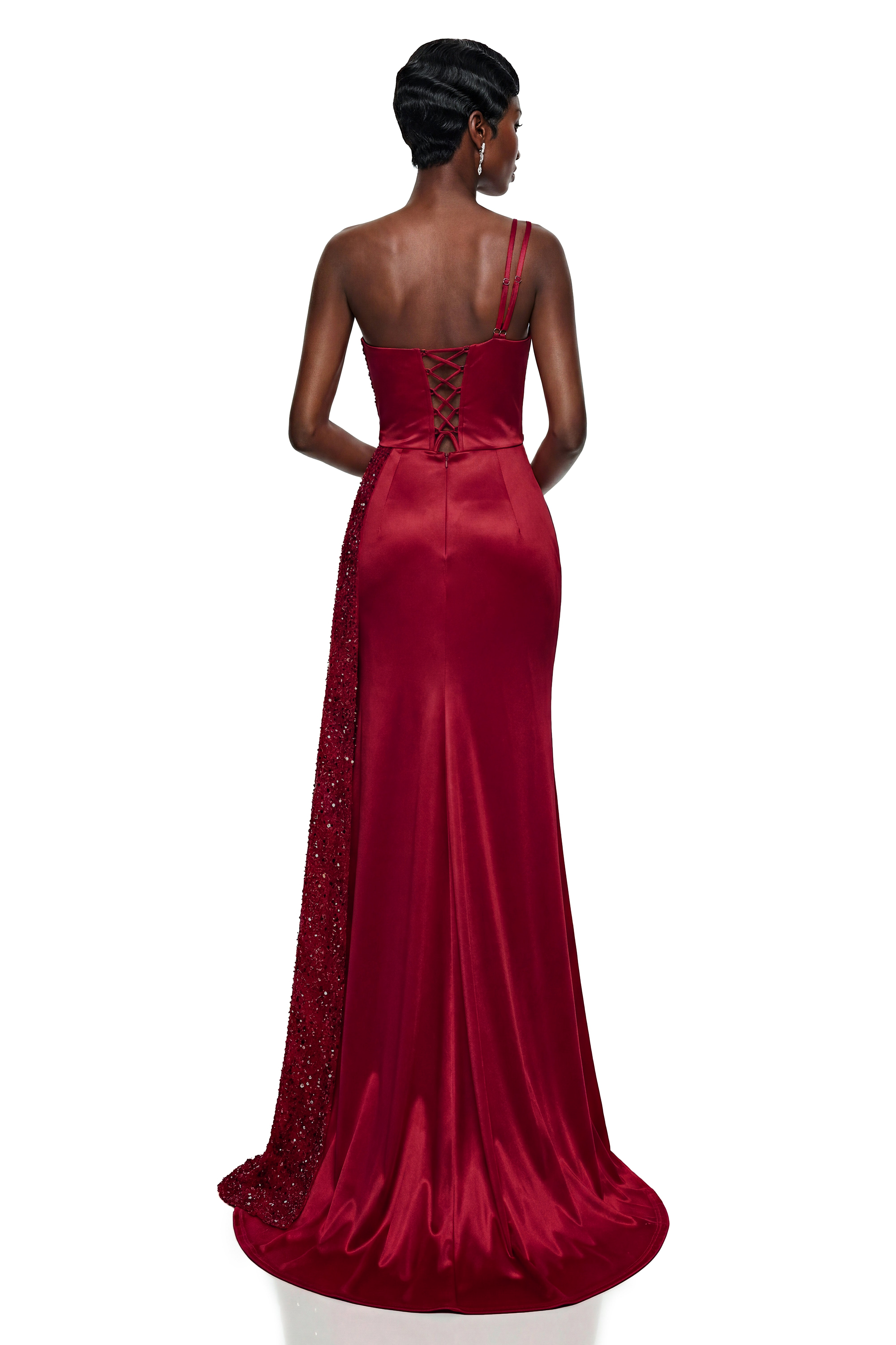 Charlotte Red Sequin One Shoulder Maxi Dress