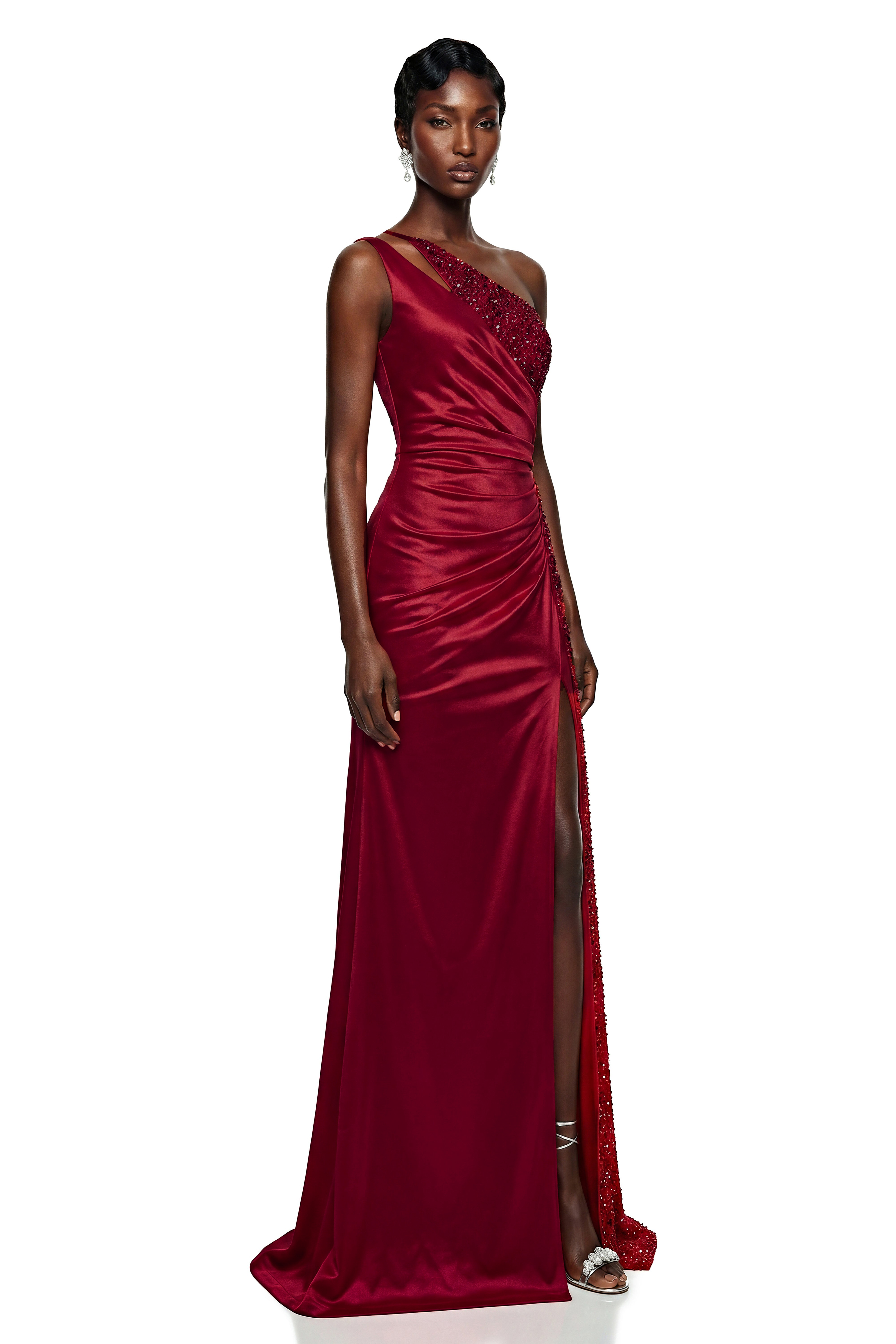 Charlotte Red Sequin One Shoulder Maxi Dress
