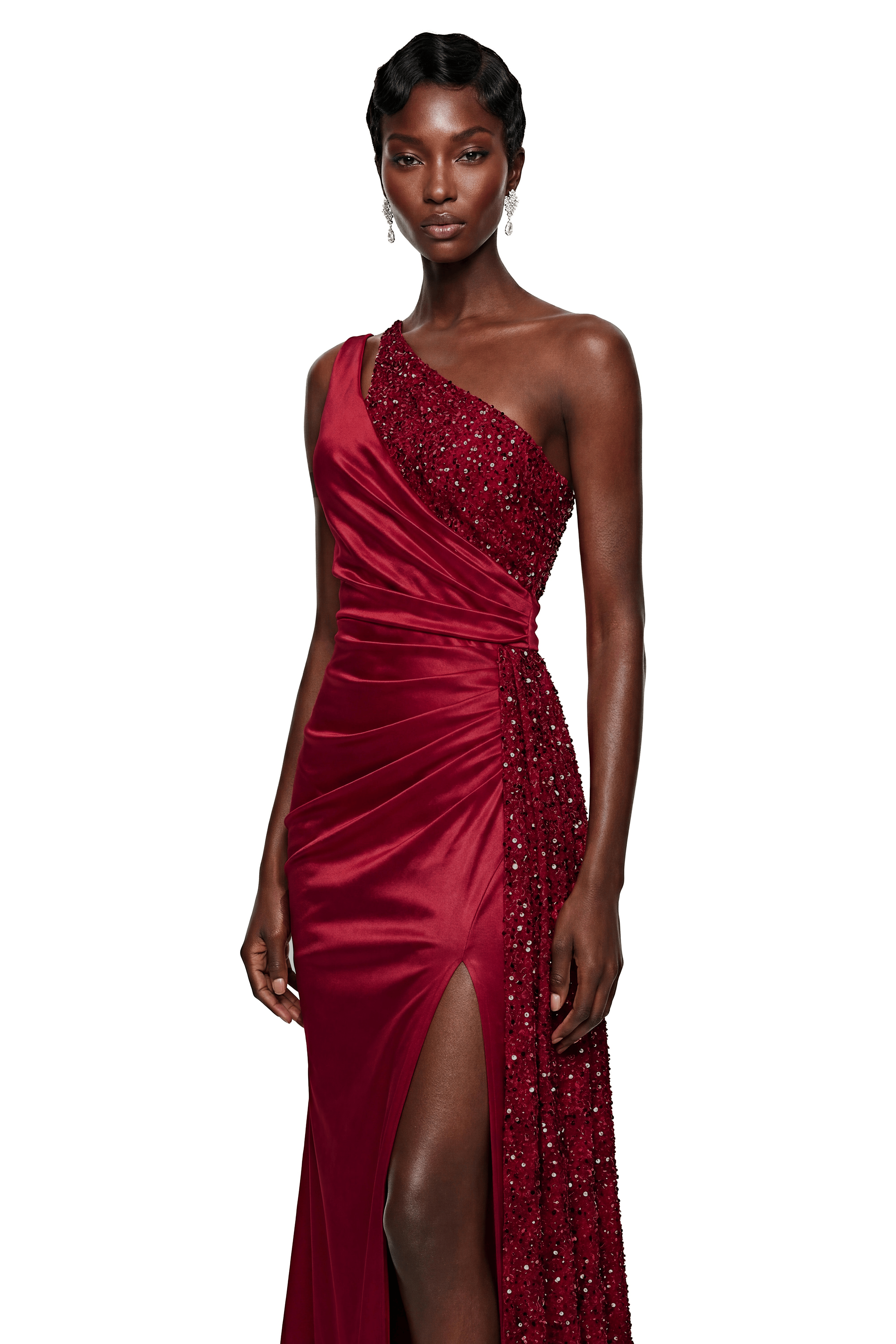 Charlotte Red Sequin One Shoulder Maxi Dress