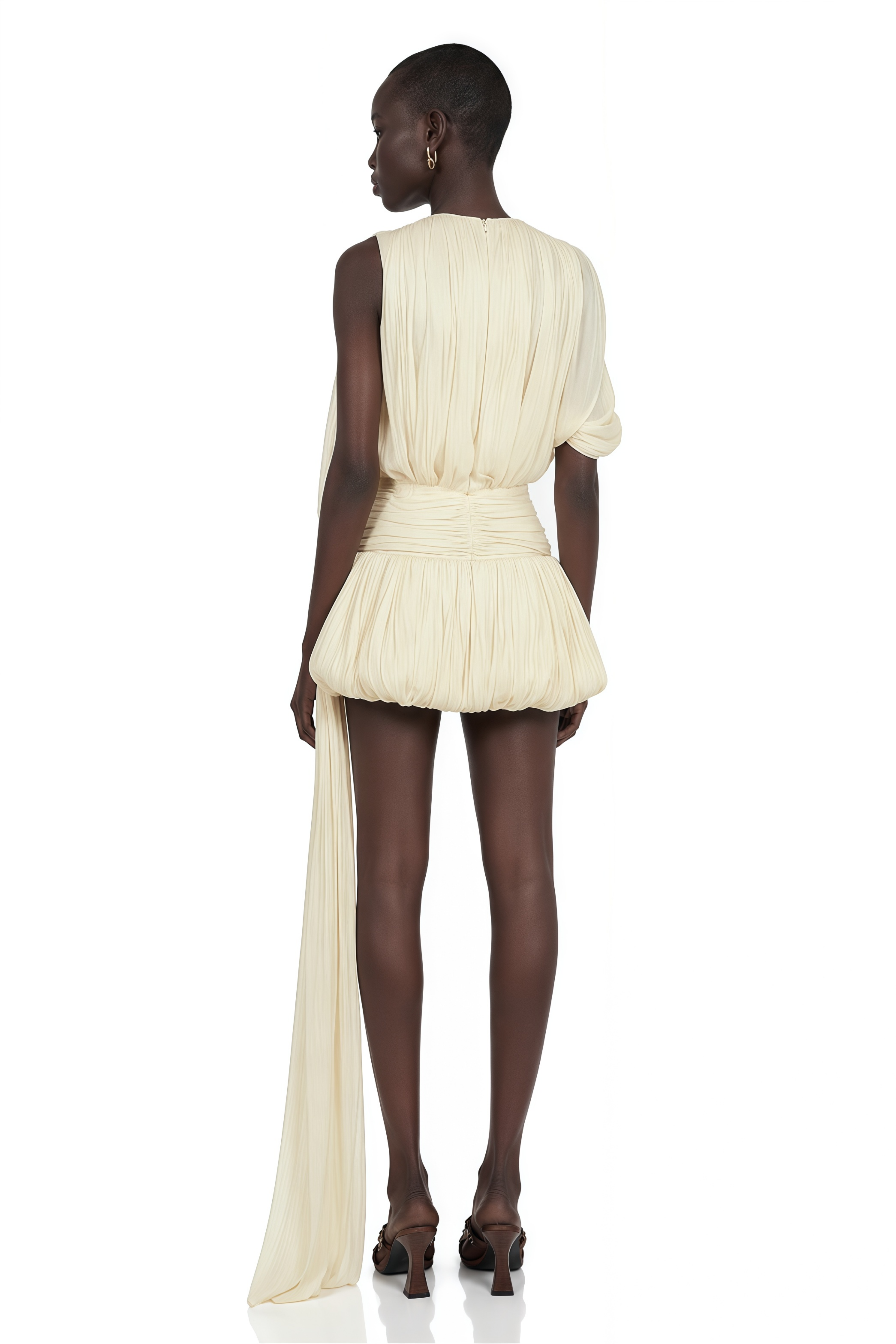 Cyrielle Pleated Mini Dress with Ribbon Design Accent