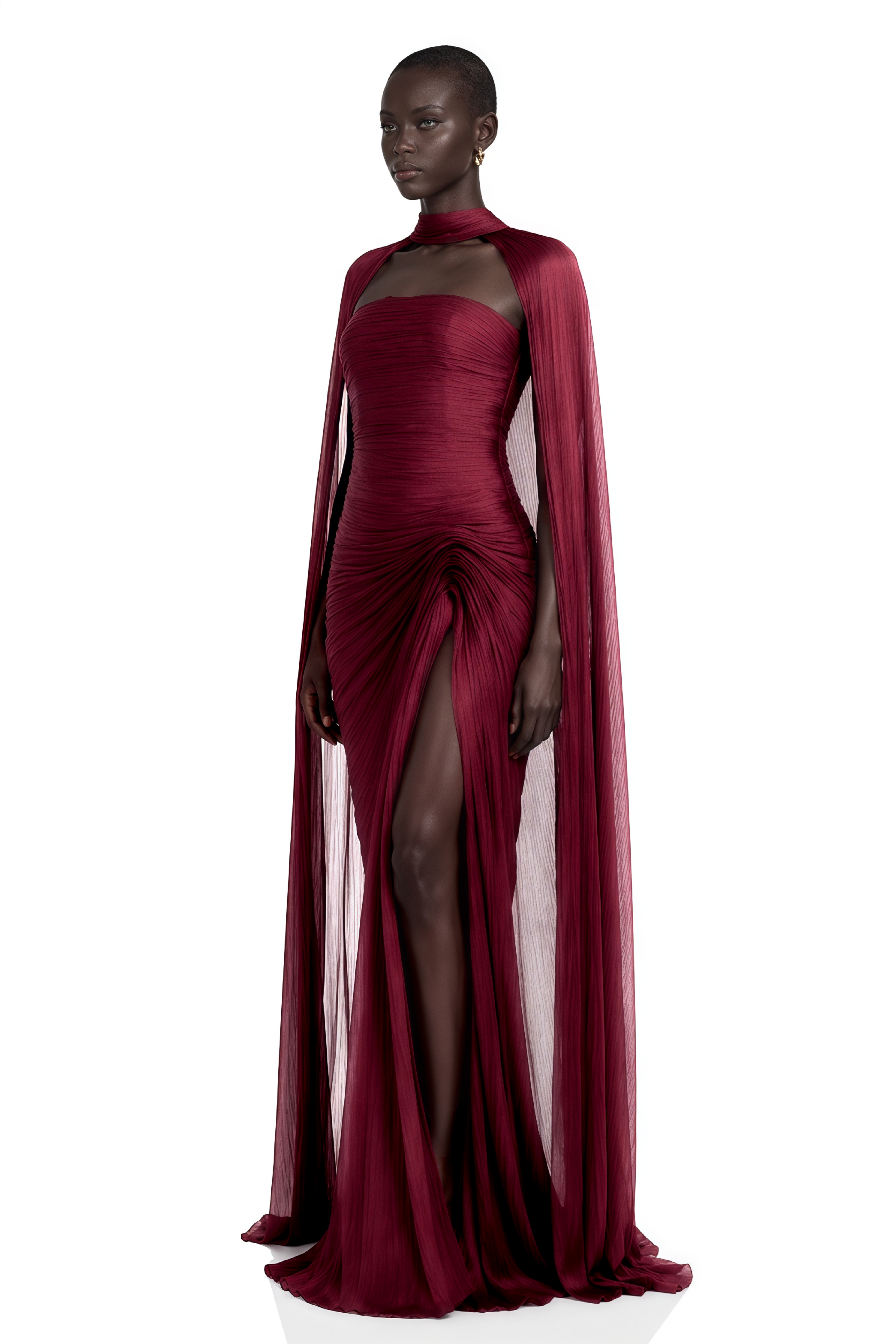asymmetrical burgundy dress Shifra Cape Maxi Color:Green - Back Order BODY LENGTH:Mini Asymmetric hemline ASOS Design Cowl Neck