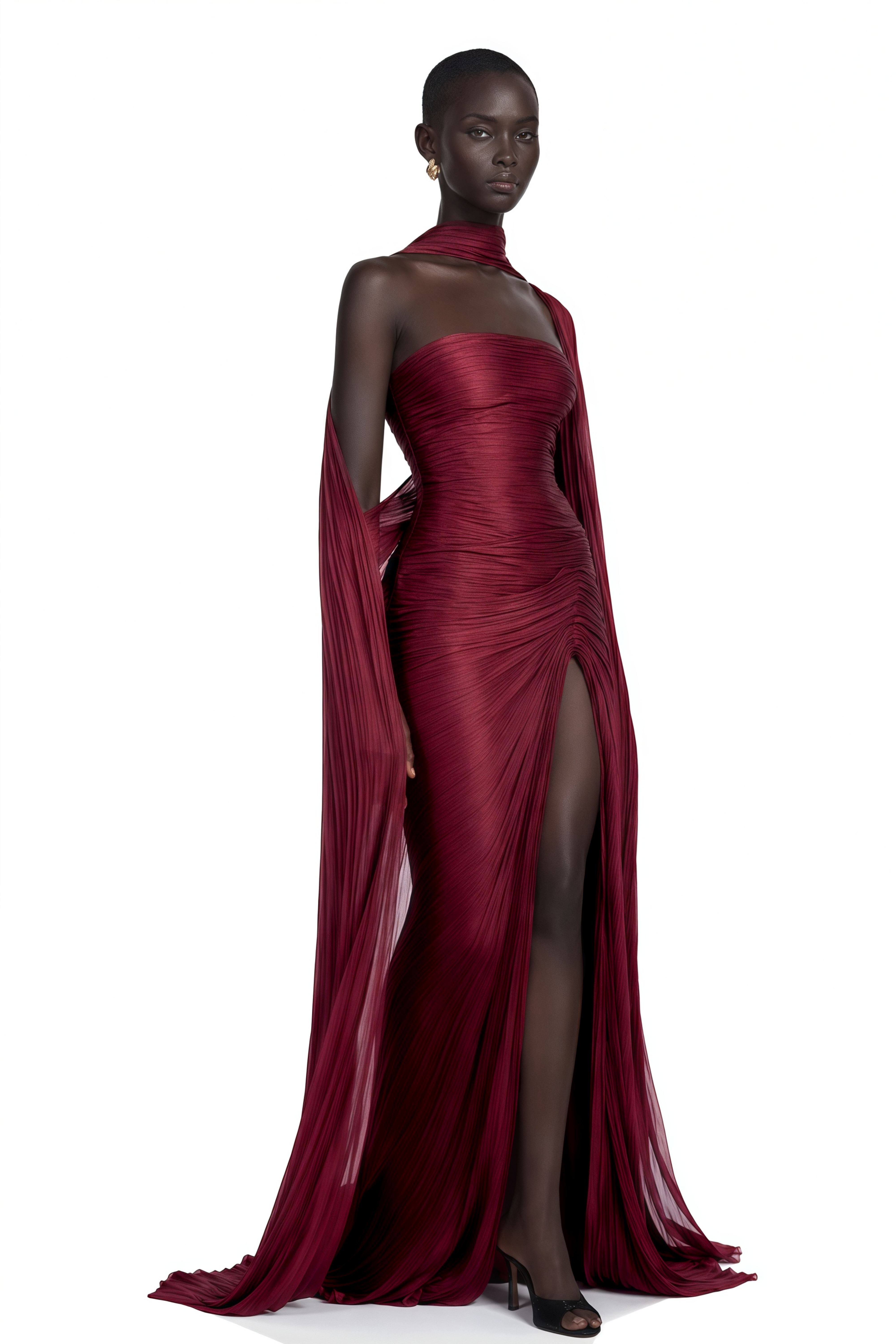 red dress asymmetrical Shifra Burgundy Cape Maxi – Miss Rosier Size:4 AUS Regular fit OKENDO XS - XL Short Backless Purple Organza