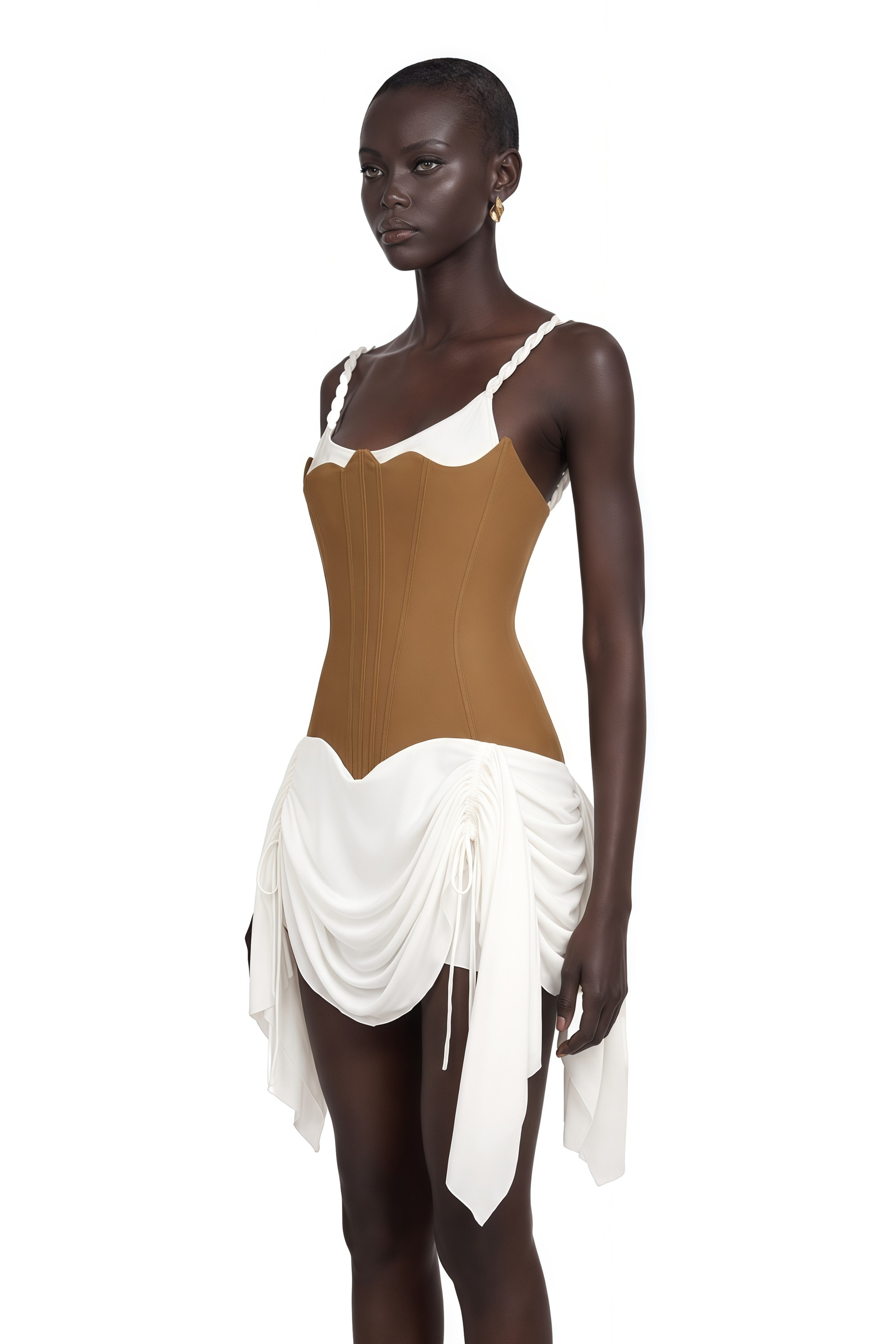 Yasmine Brown Bustier Panel Mini Dress – Miss Rosier - Women's