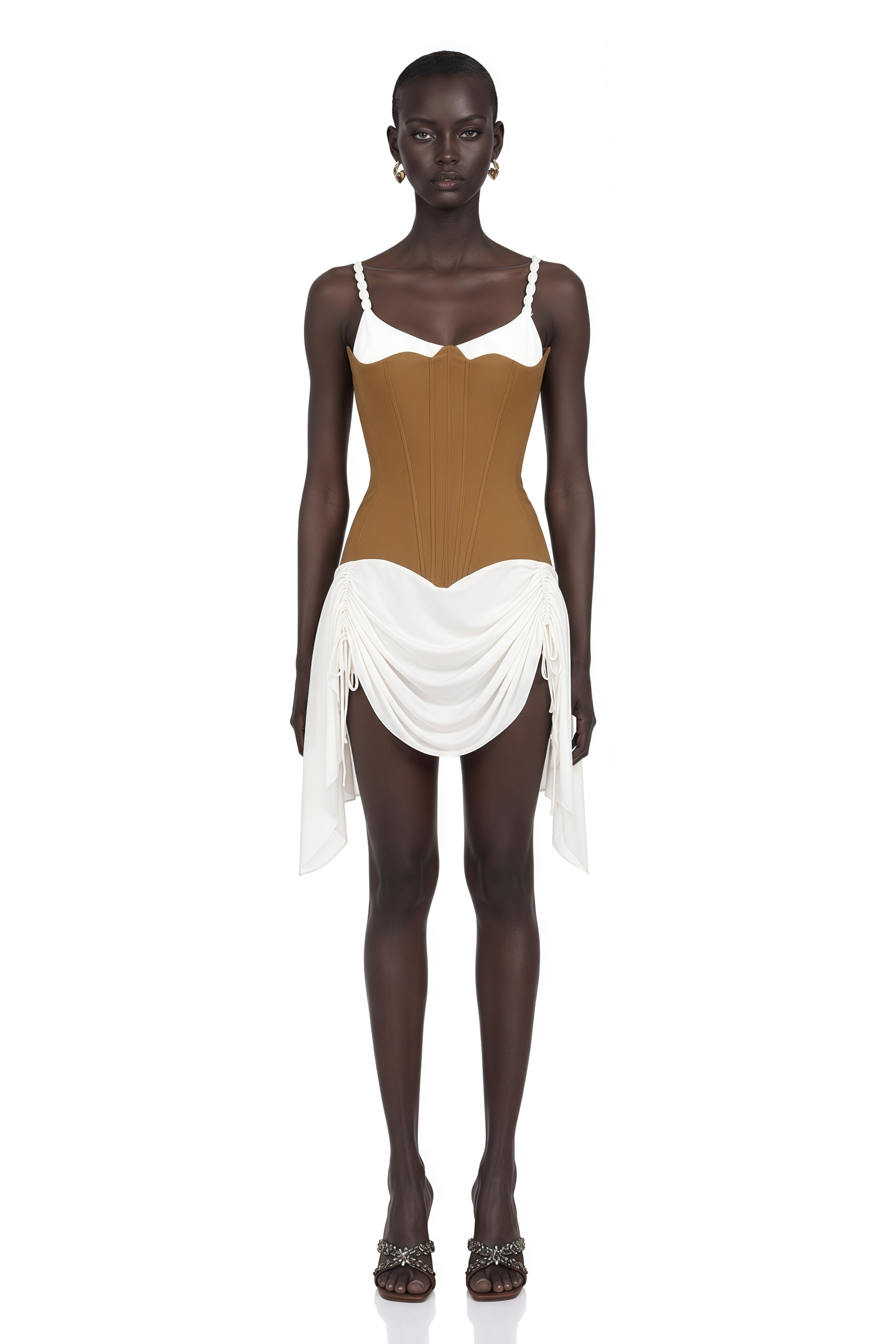 Yasmine Brown Bustier Panel Mini Dress – Miss Rosier - Women's