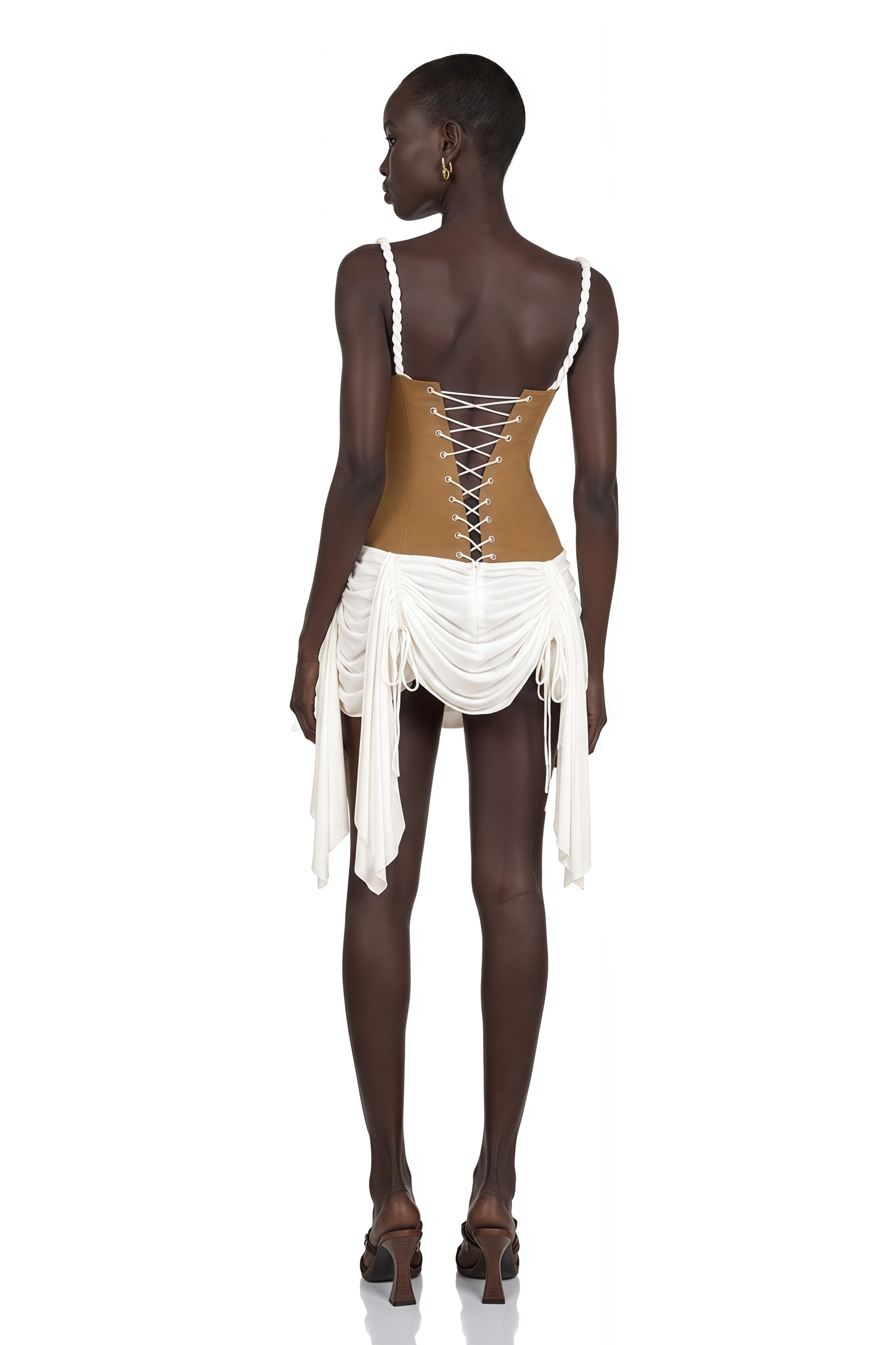 Yasmine Brown Bustier Panel Mini Dress