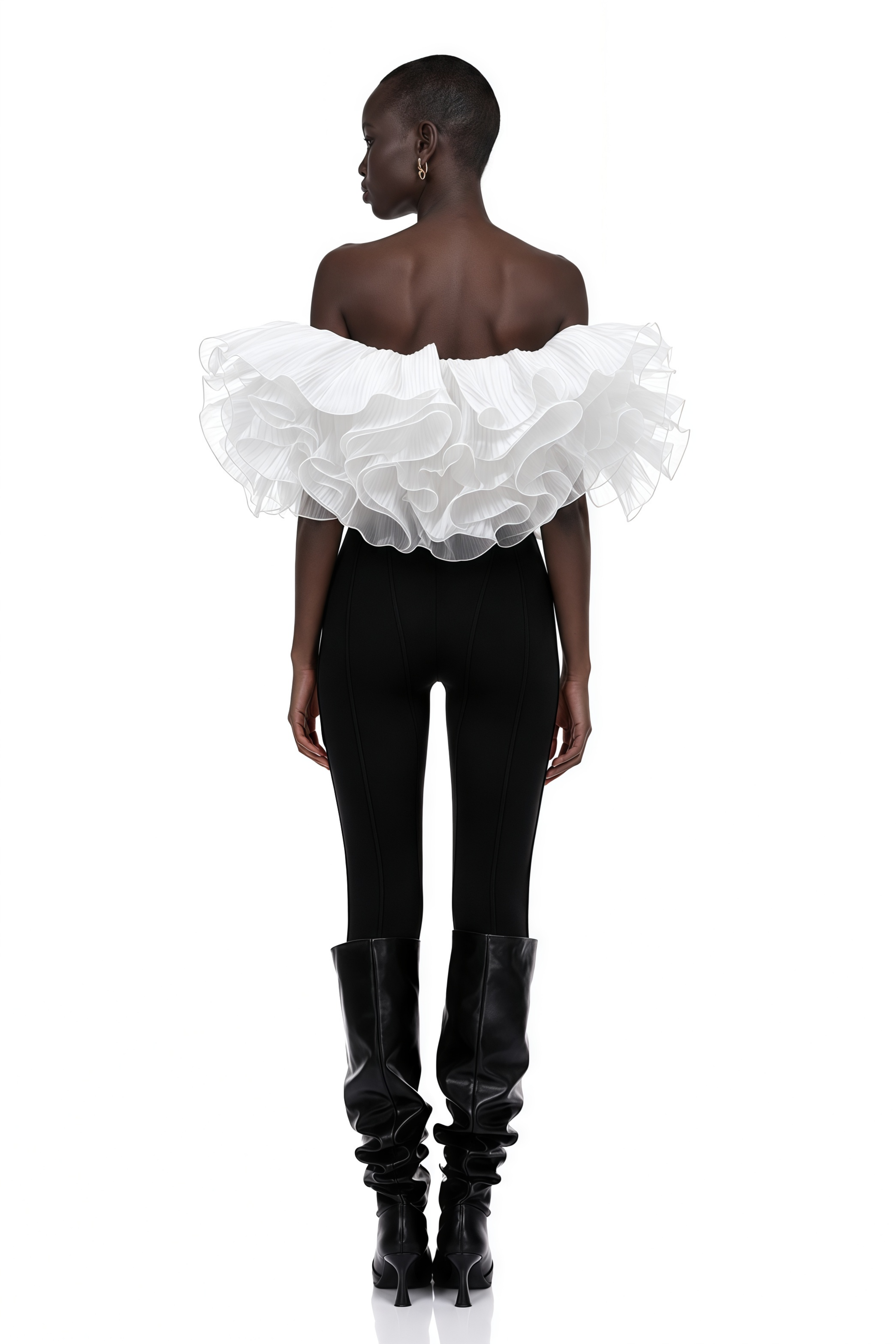 Inger White Pleated Ruffled Organza Top
