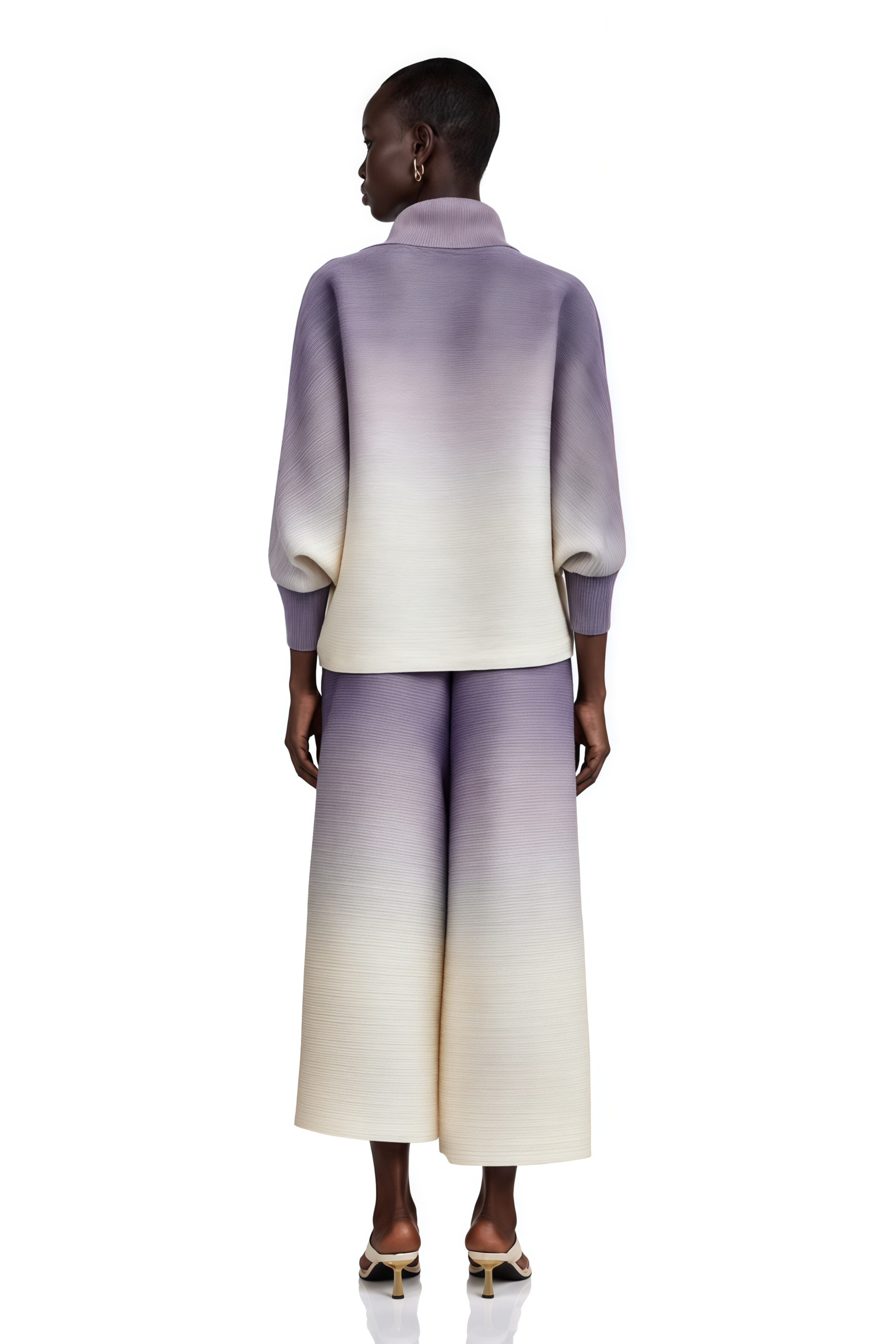 Agathe Purple Gradient Wrinkled Blouse & Trousers Matching Set