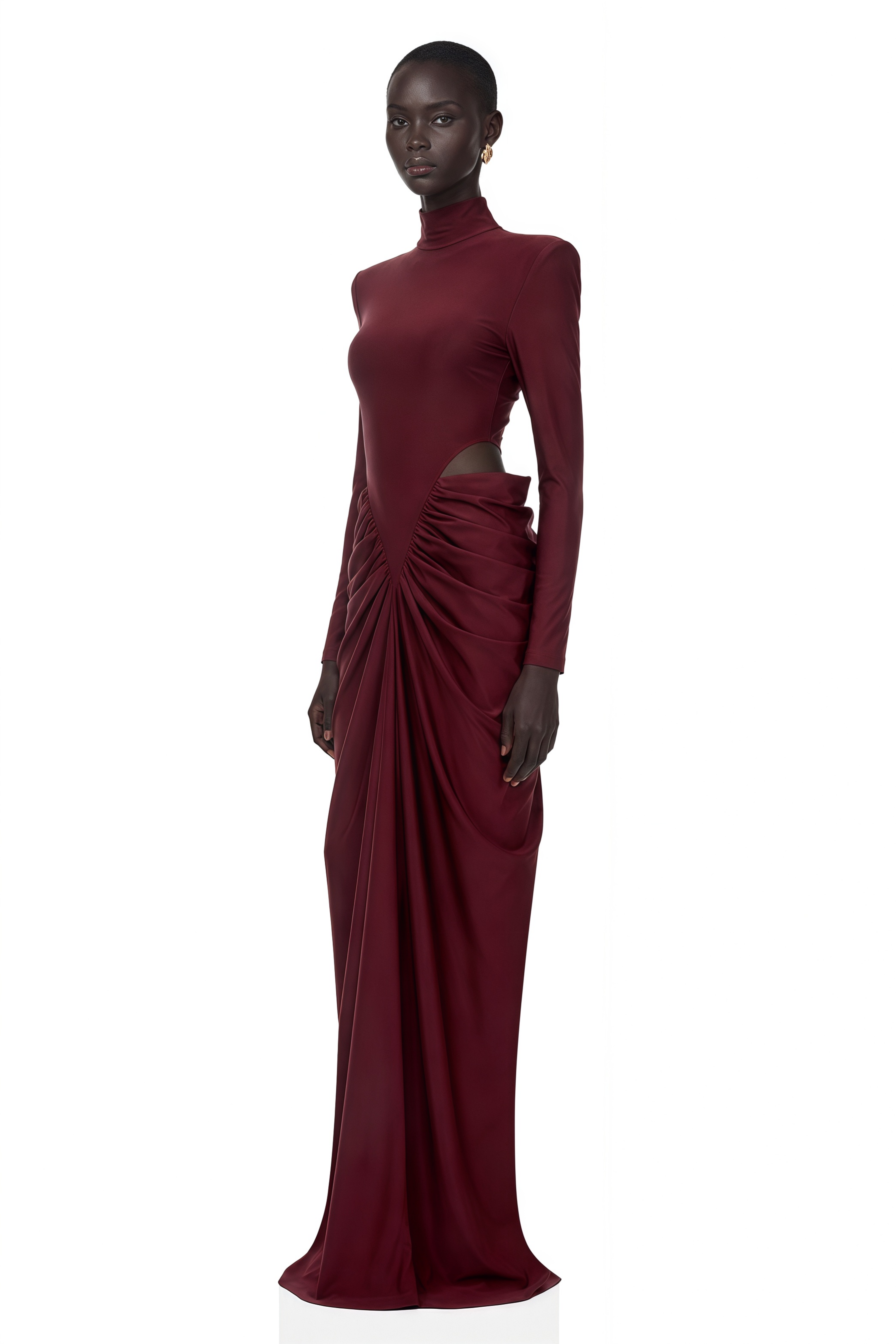 ruched maxi dress formal Arlene Red Cut Out – Miss Rosier Corset Back Dress
