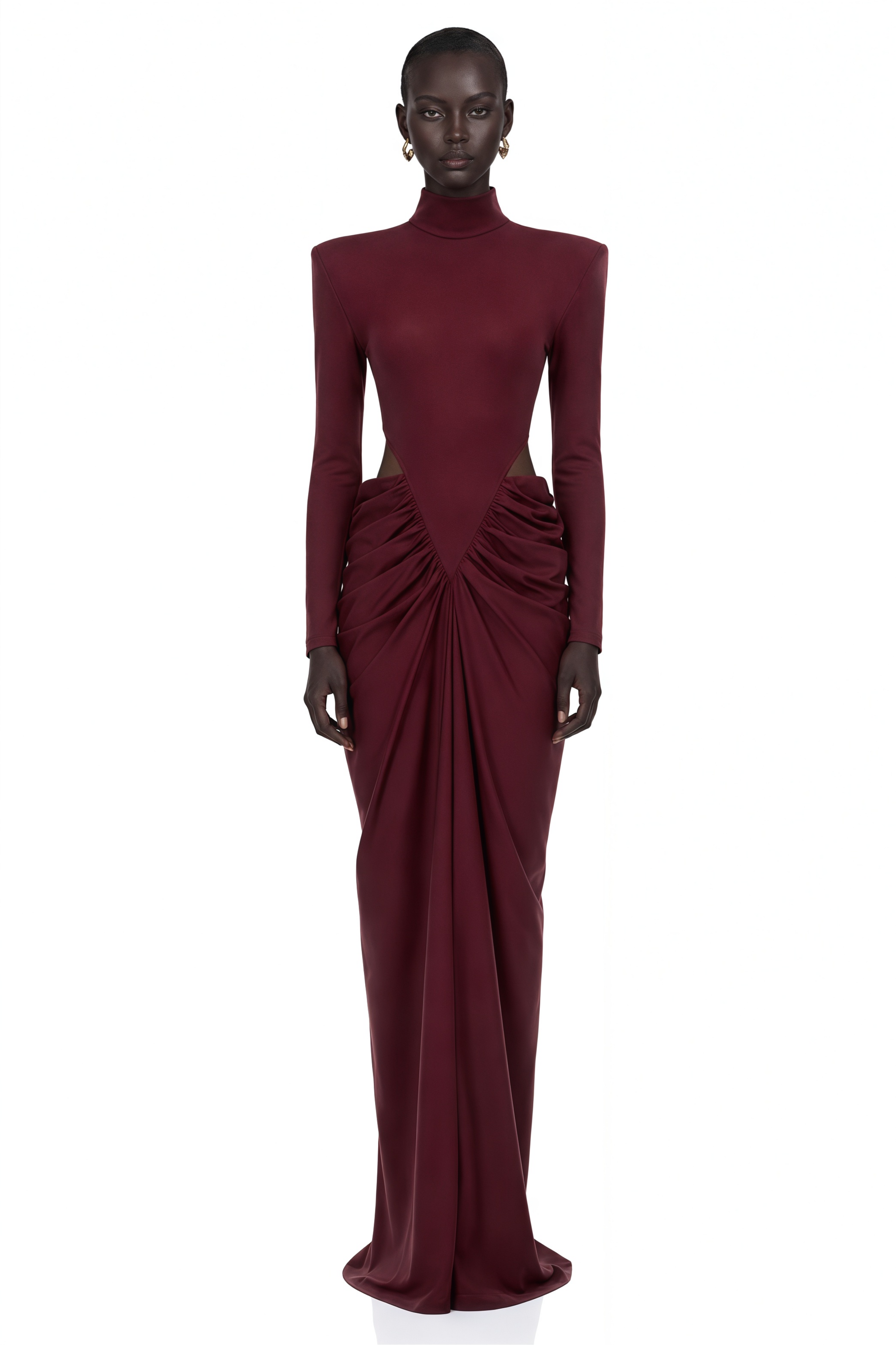 Arlene Red Cut Out Ruched Maxi Dress