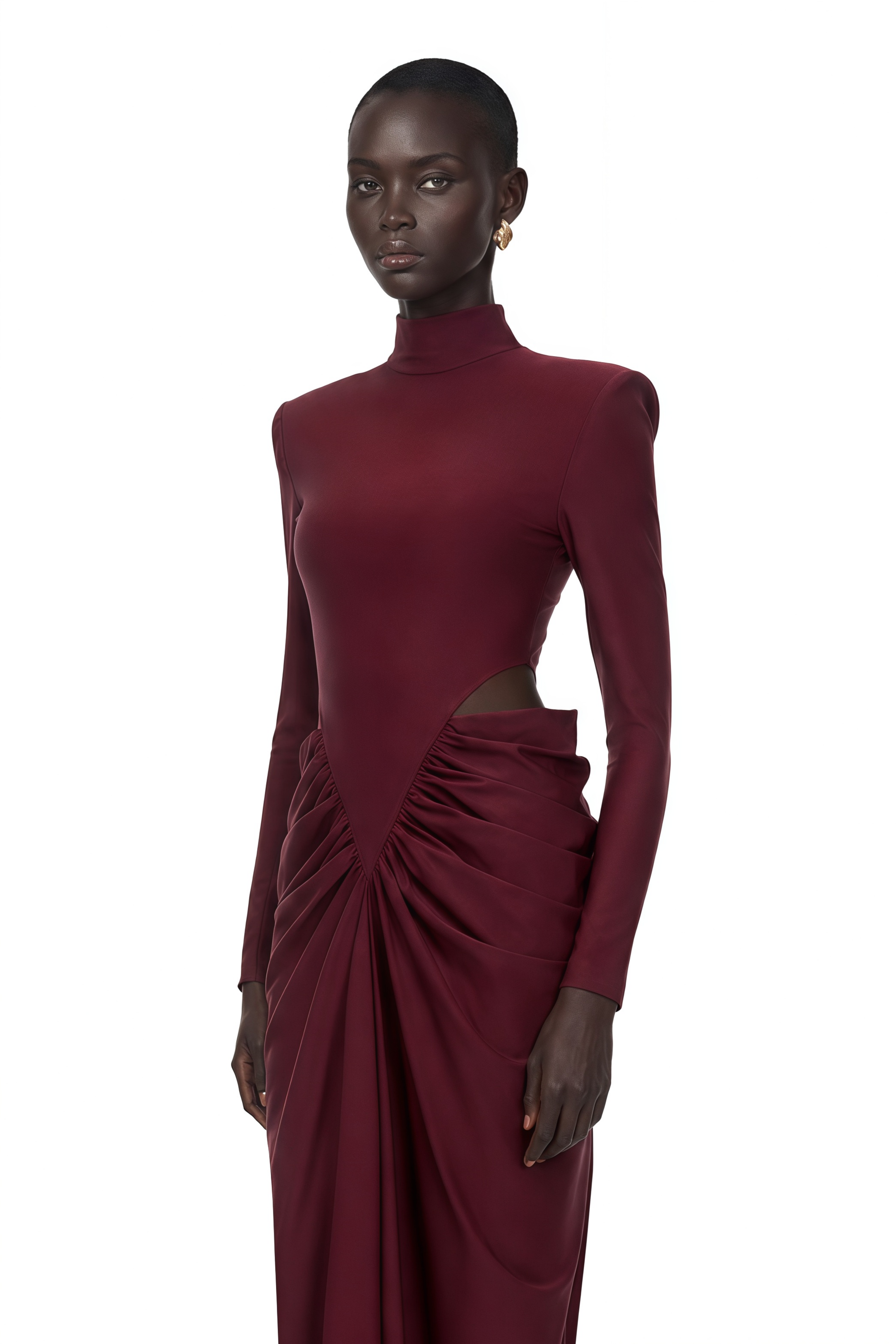 Arlene Red Cut Out Ruched Maxi Dress
