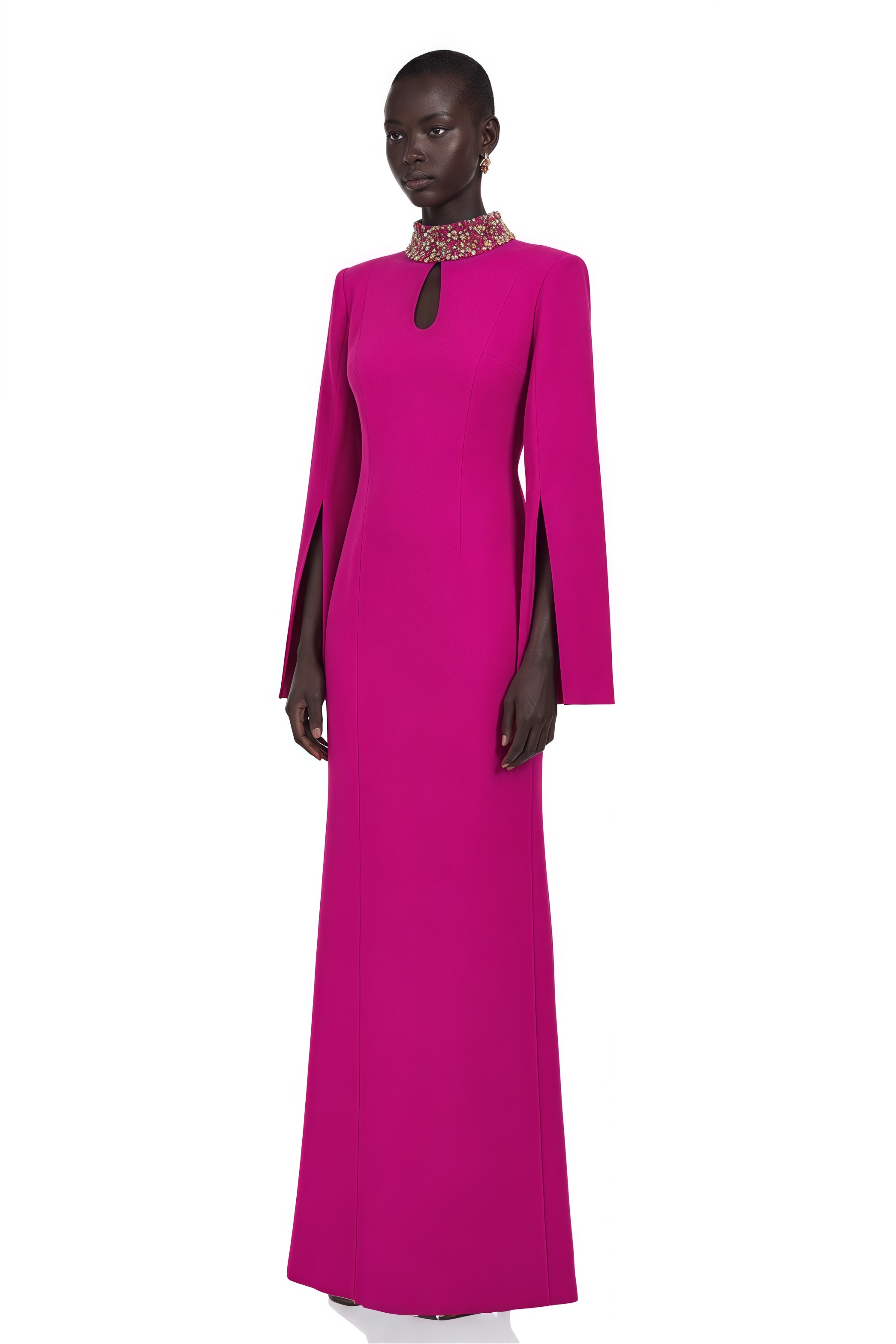 Majestueuse Fuchsia Keyhole-Detail Mermaid Gown