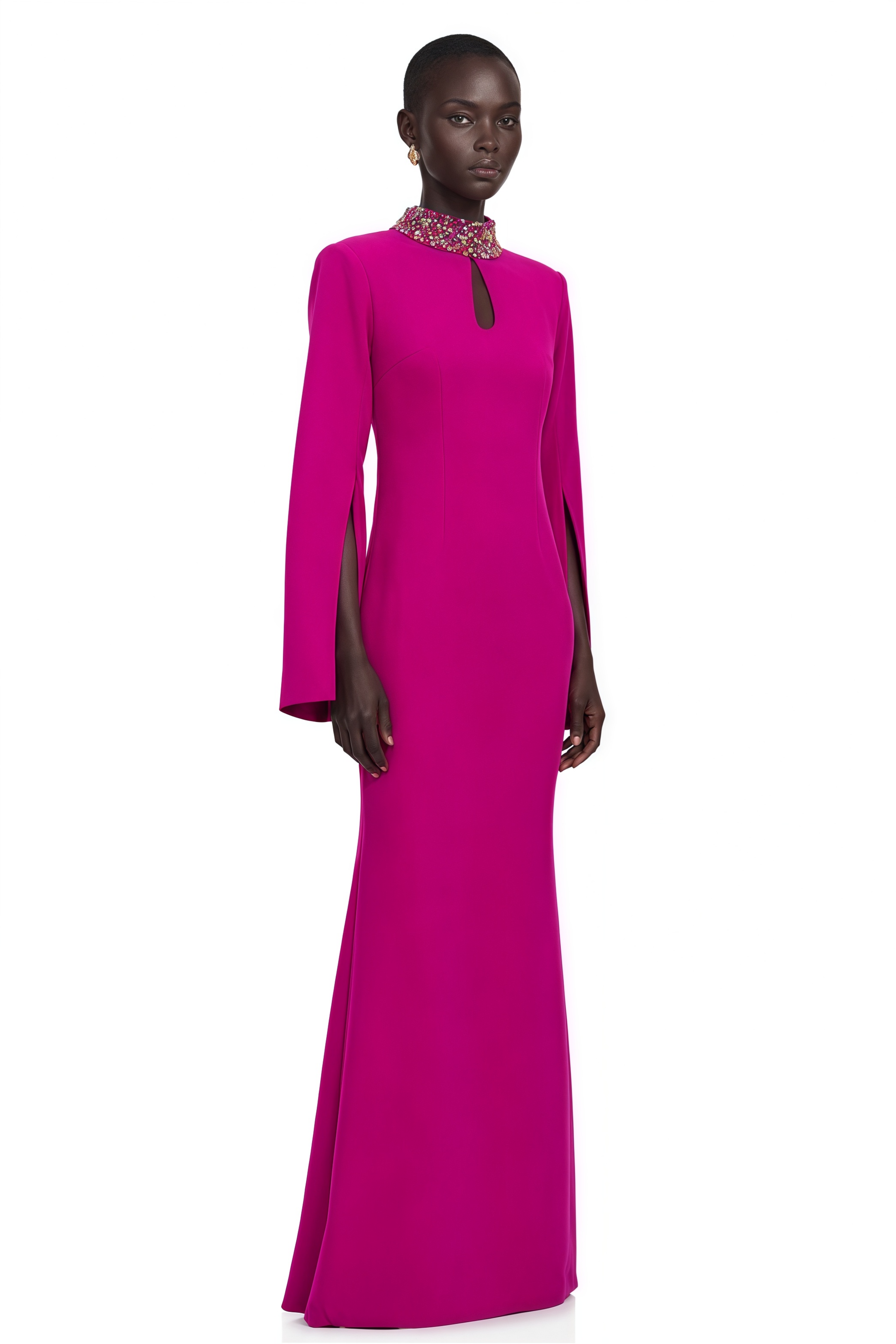 Majestueuse Fuchsia Keyhole-Detail Mermaid Gown – Miss Rosier