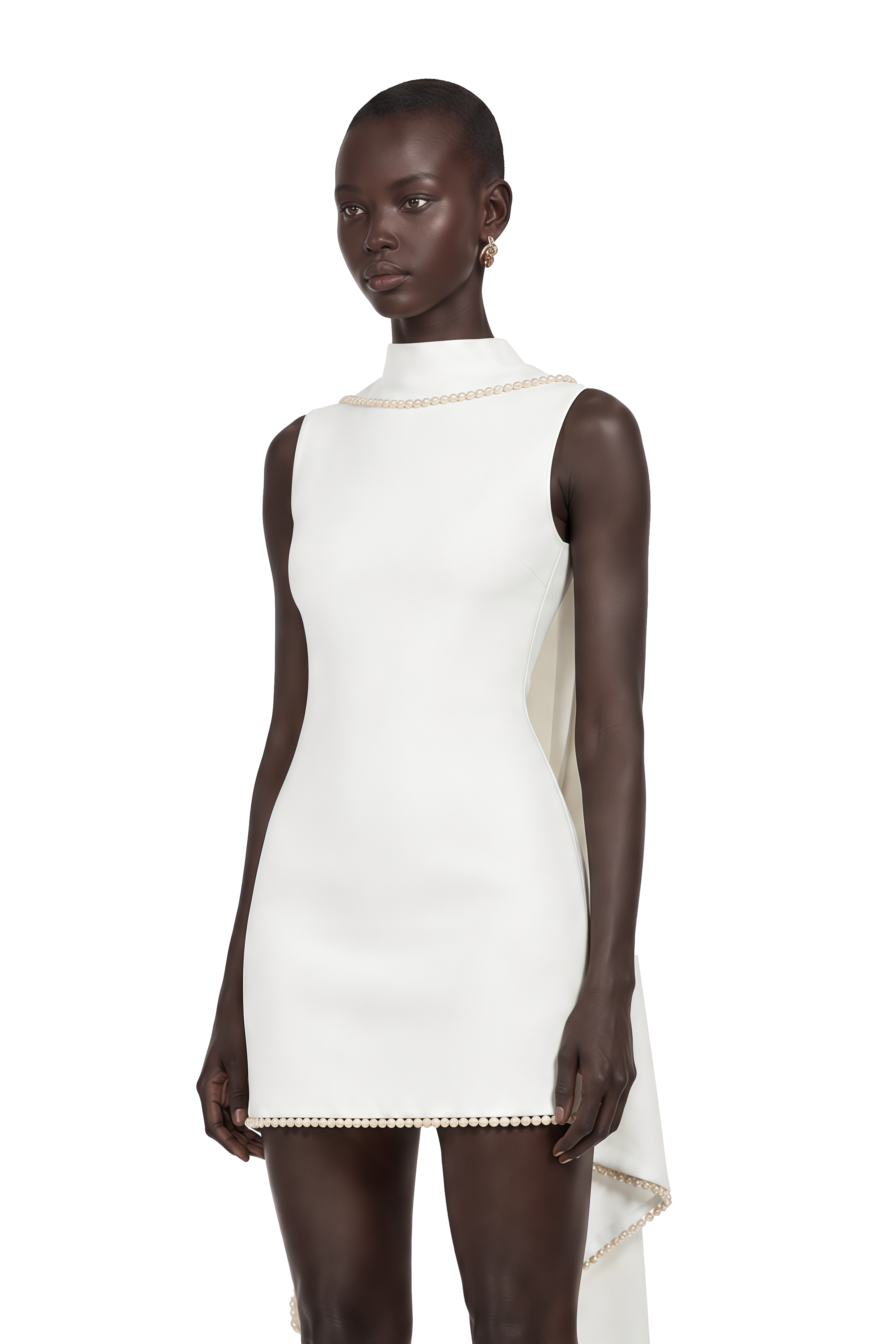 Piroska White Sleeveless Pearl Trim Mini Dress – Miss Rosier