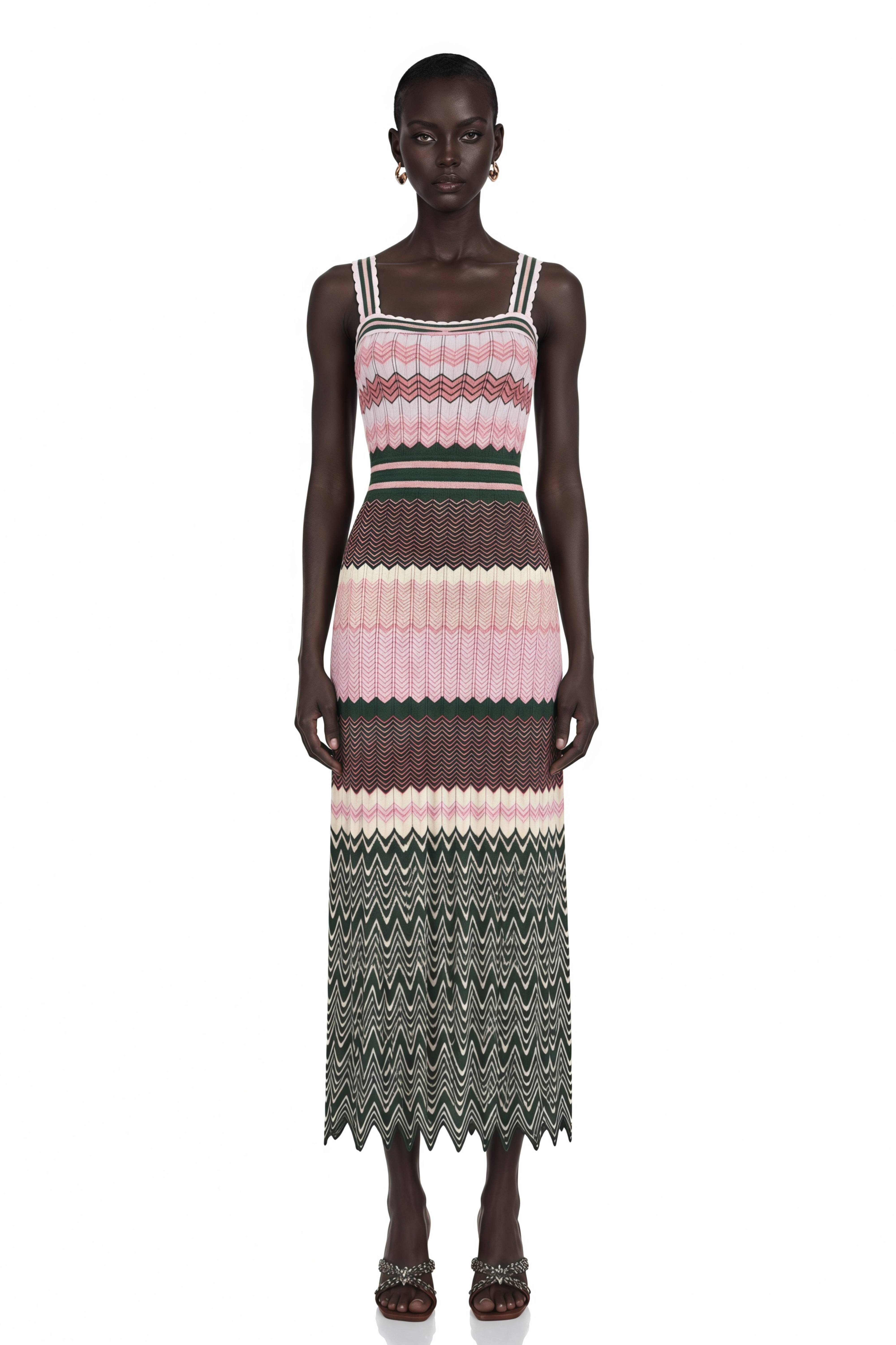 8/9まで限定　Rib Knit Cami Dress ロザリームーン Daphné Contrast-Color Knitted Midi Dress – Miss Rosier - Women's