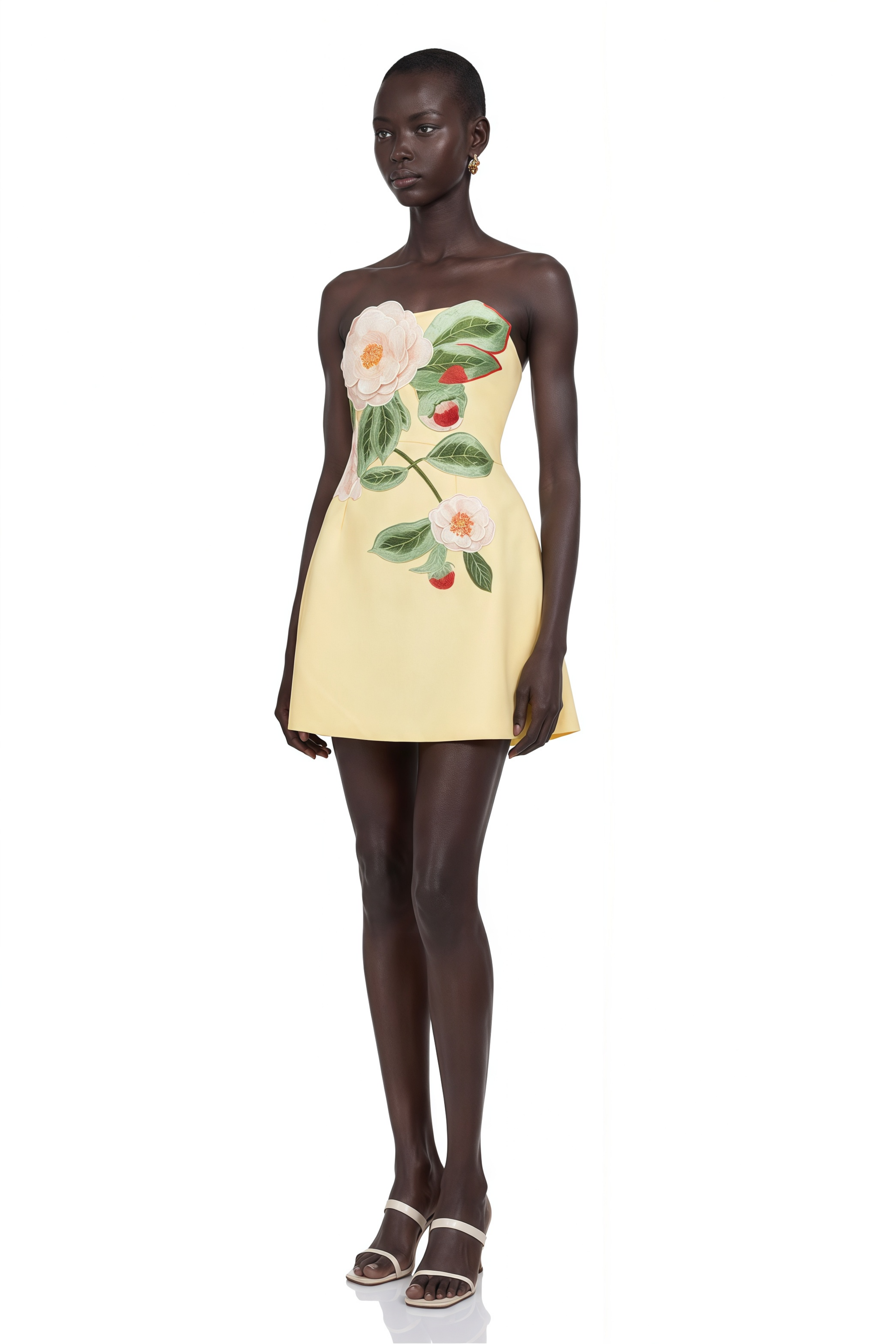 dress with embroidery flowers Abigail Yellow Floral Embroidered Mini – Miss Rosier Color:Dark Red SS26 SAREE Lovers and Friends Capri Wedding gown Outdoor Ceremony