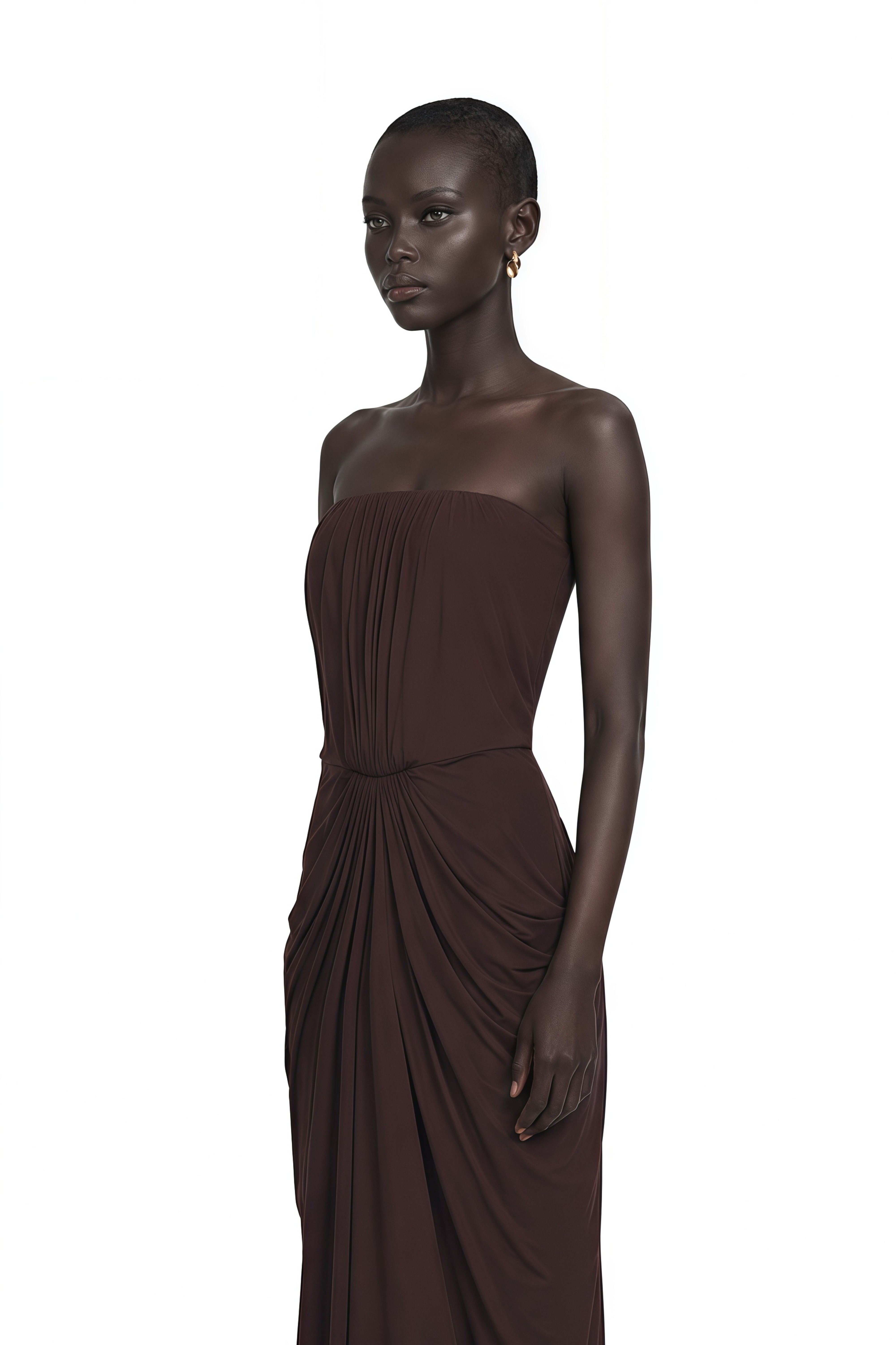 Honoria Chocolate Brown Off Shoulder Maxi Dress