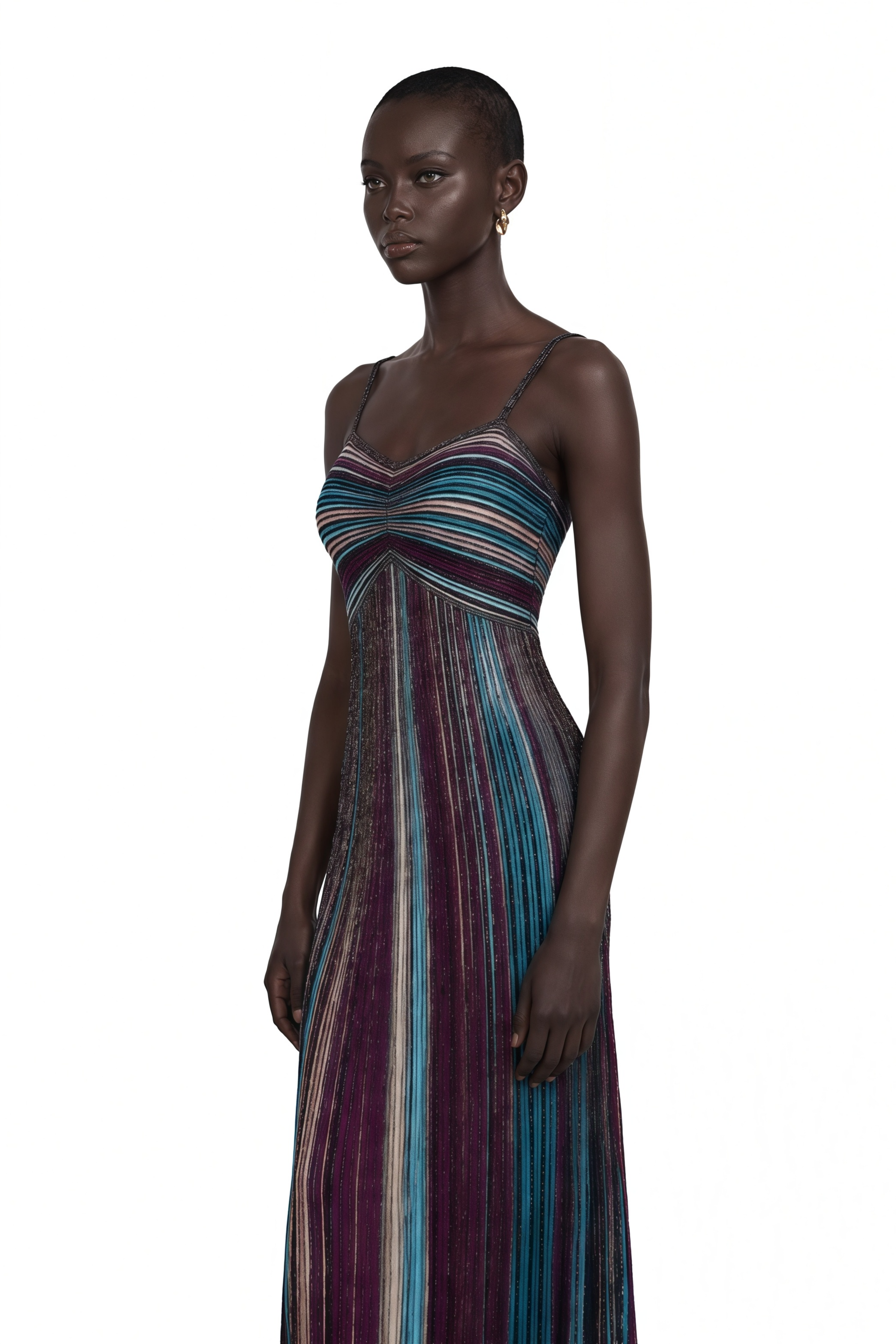 Bruyère Purple Sequin Striped Knit Maxi Dress