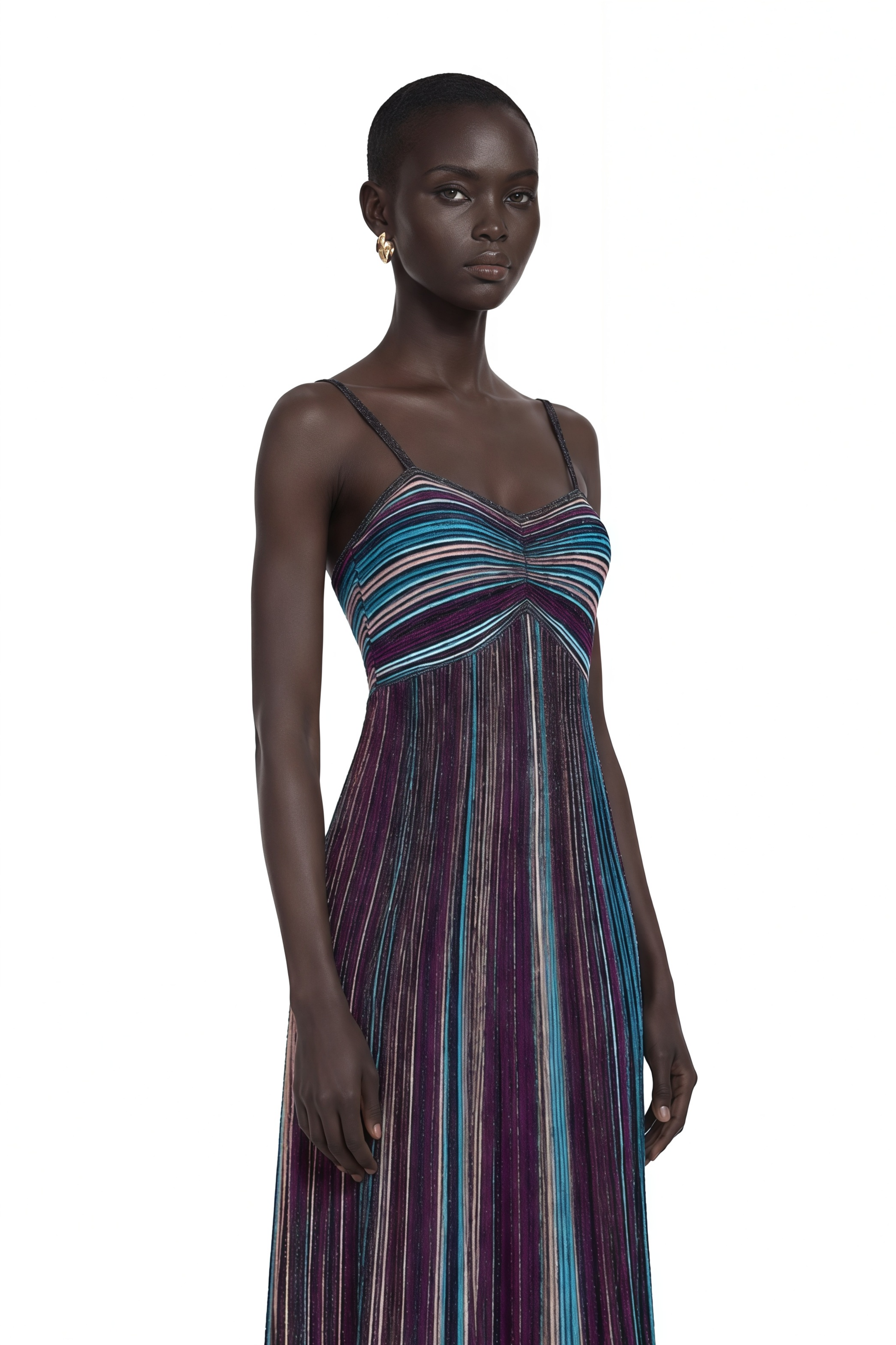 Bruyère Purple Sequin Striped Knit Maxi Dress