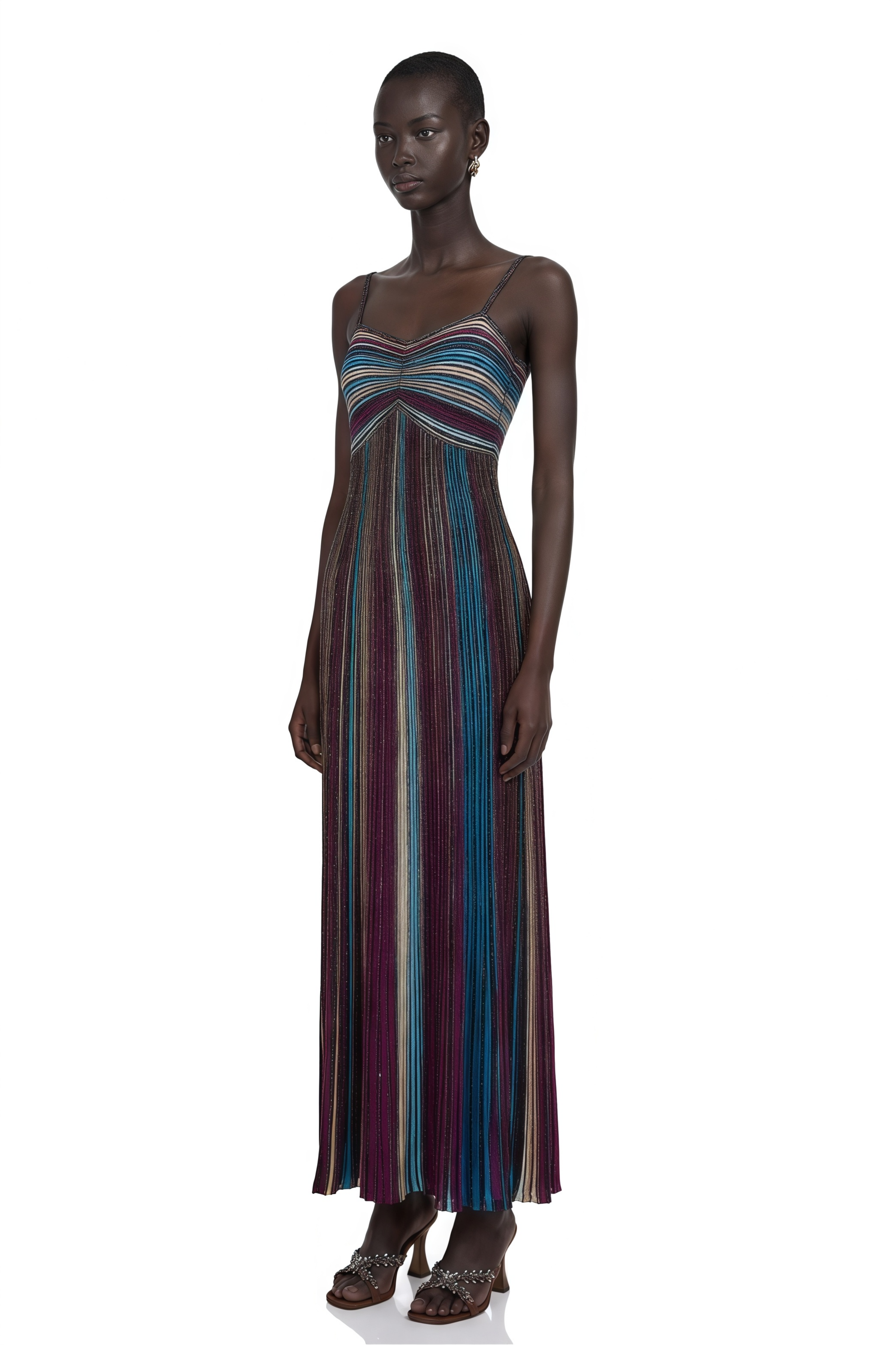 Bruyère Purple Sequin Striped Knit Maxi Dress