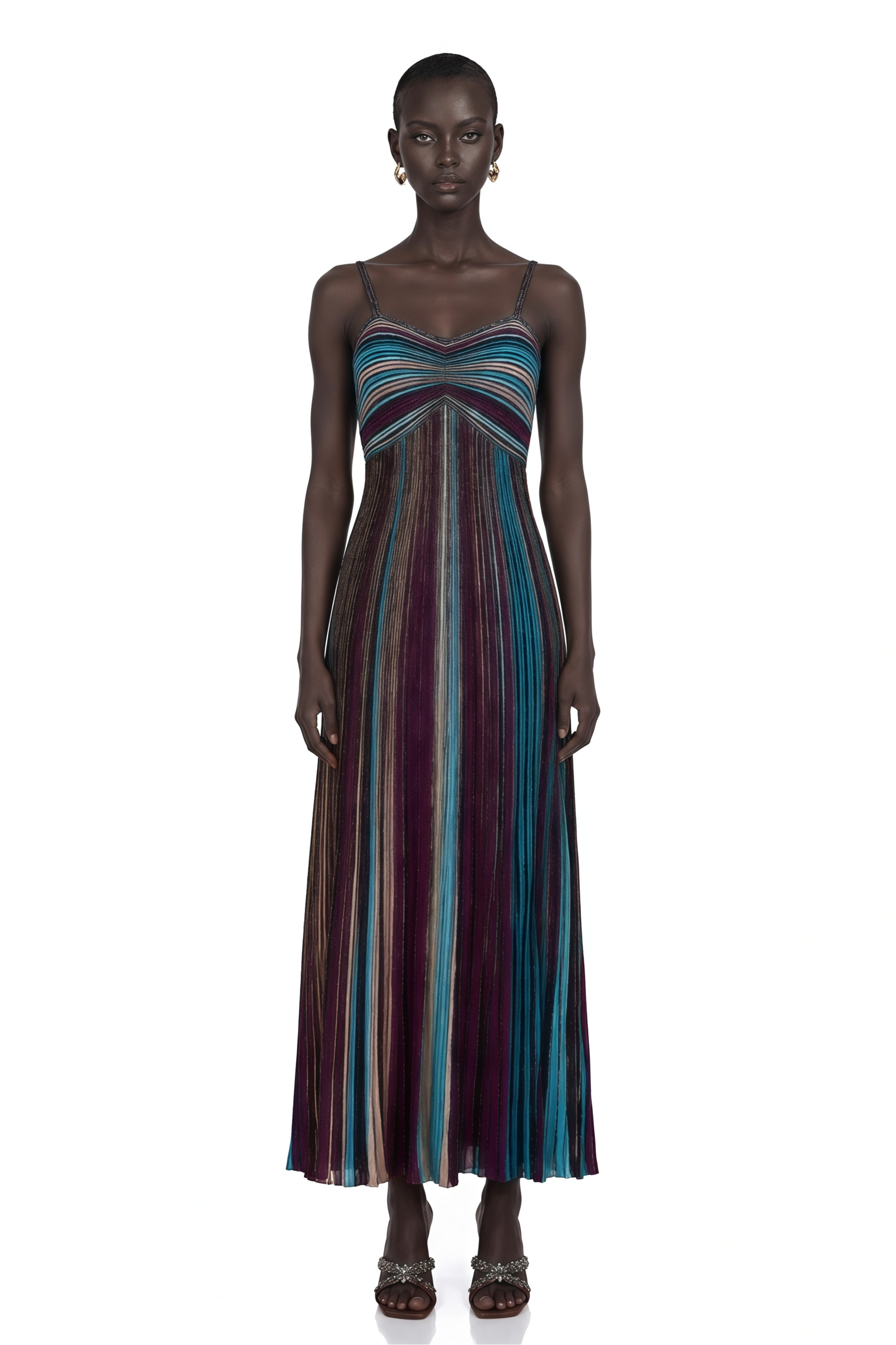 Bruyère Purple Sequin Striped Knit Maxi Dress – Miss Rosier