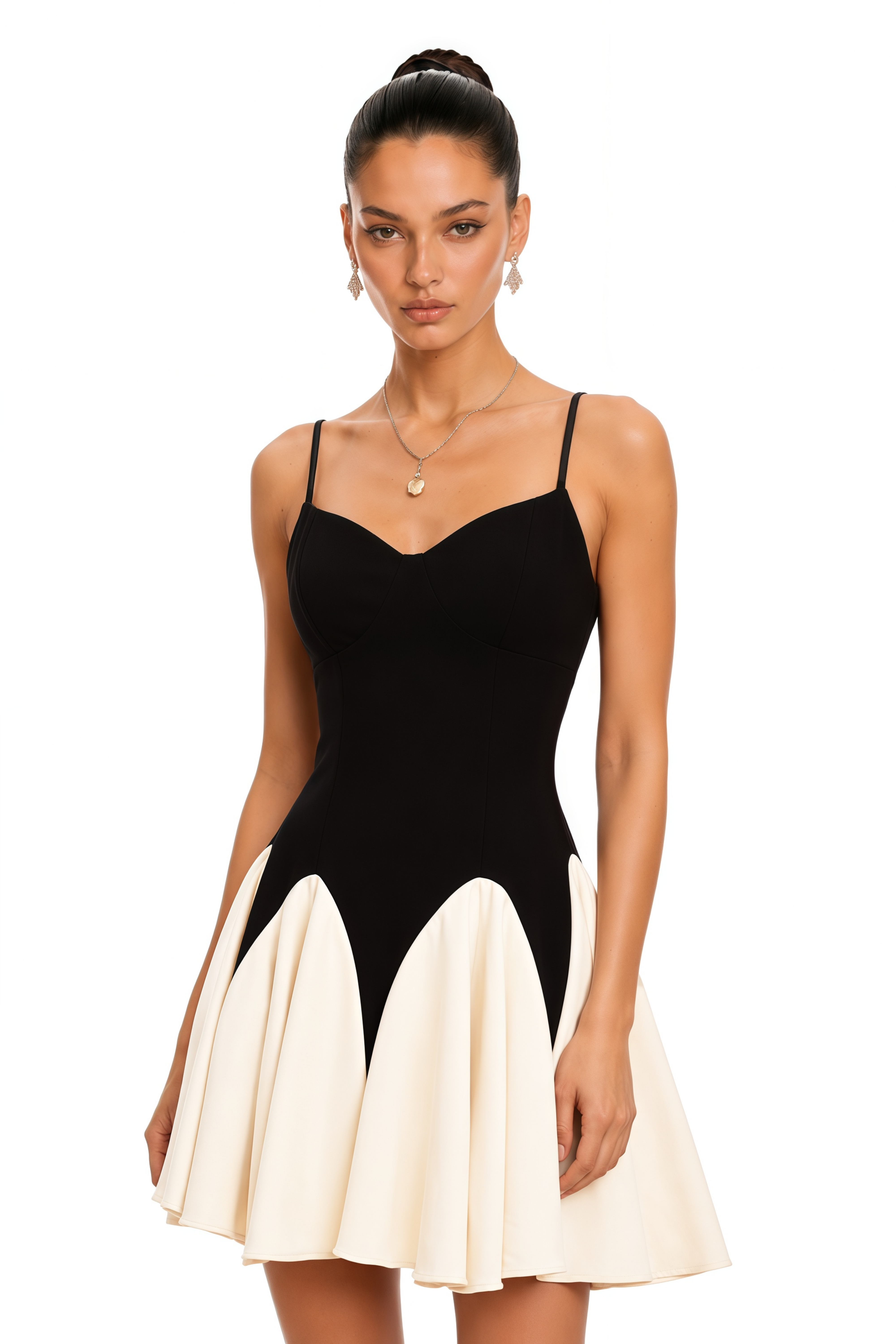 Justine Color-Blocked Godet Pleated Mini Dress – Miss Rosier