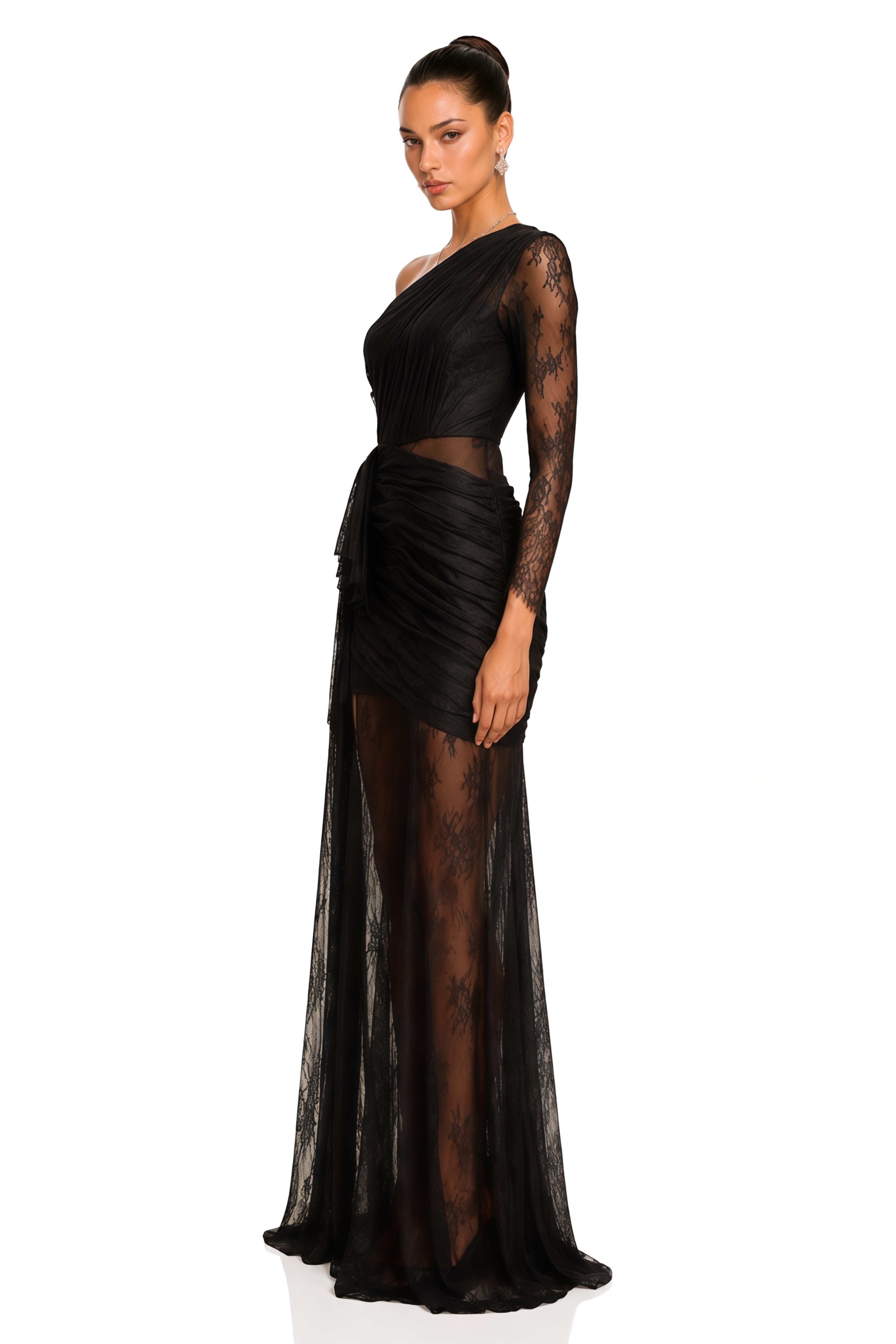 Jeanne Black One-Shoulder Cut-Out Maxi Dress