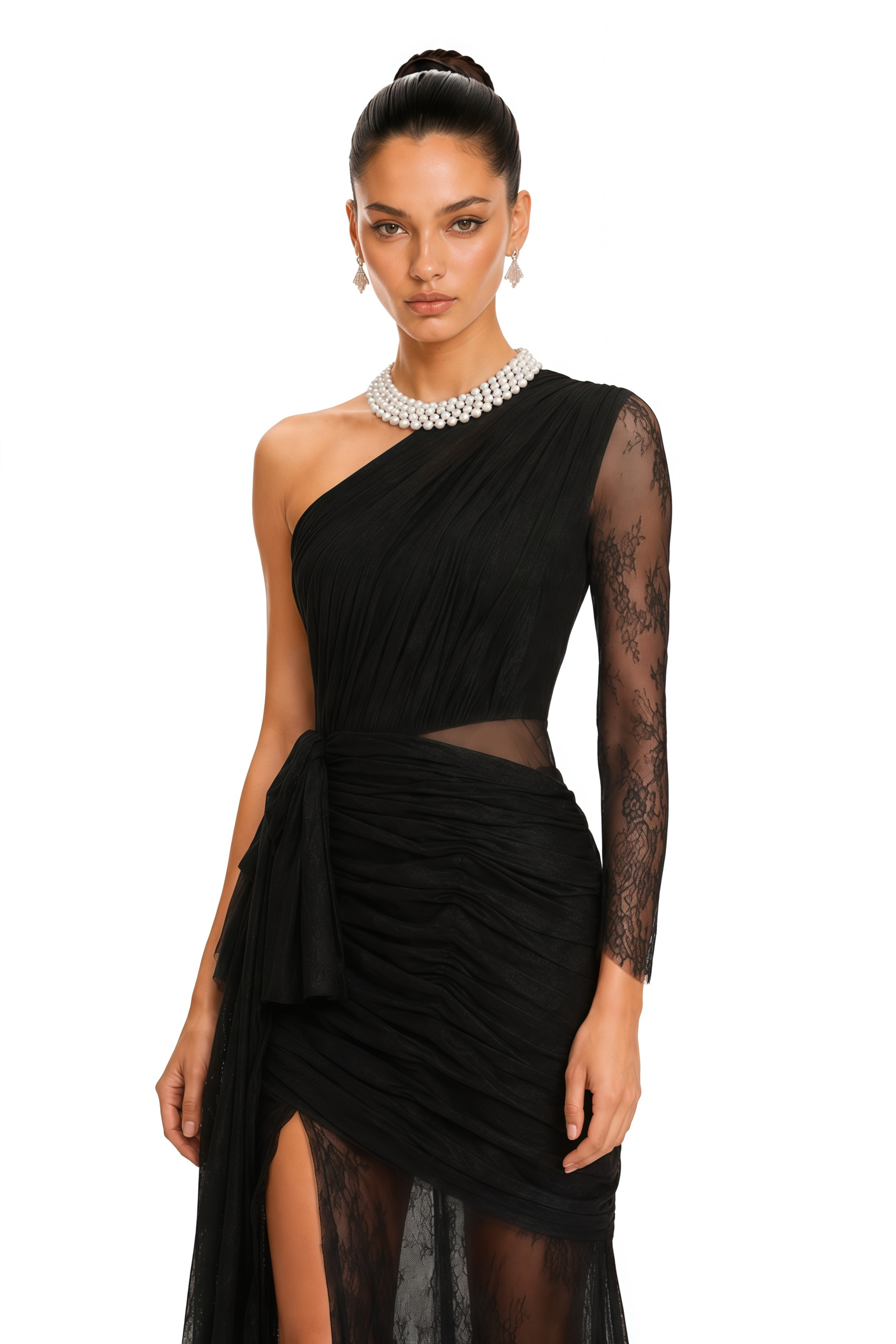 Jeanne Black One-Shoulder Cut-Out Maxi Dress