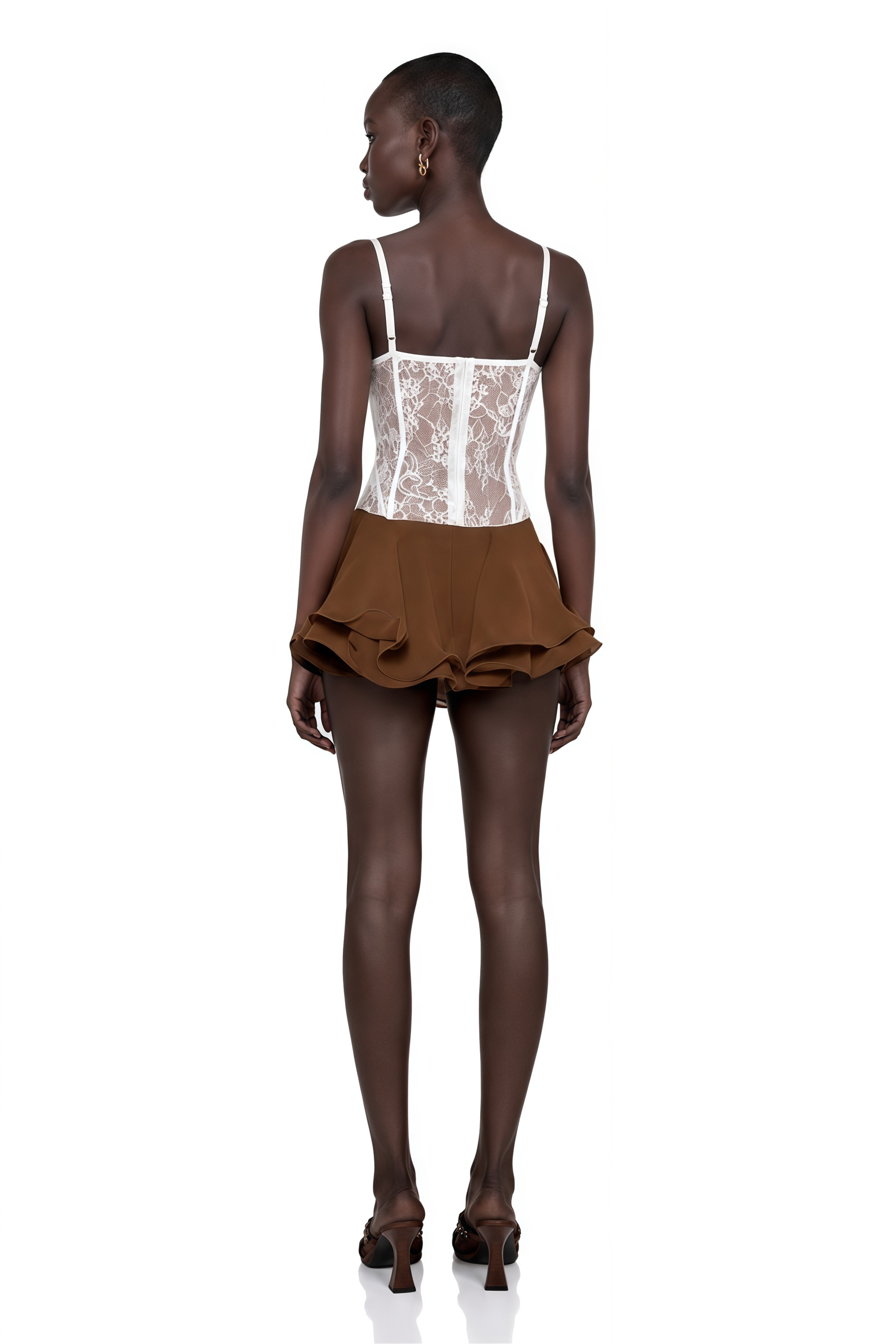 Jacinthe Brown Lace Up Bustier Mini Dress