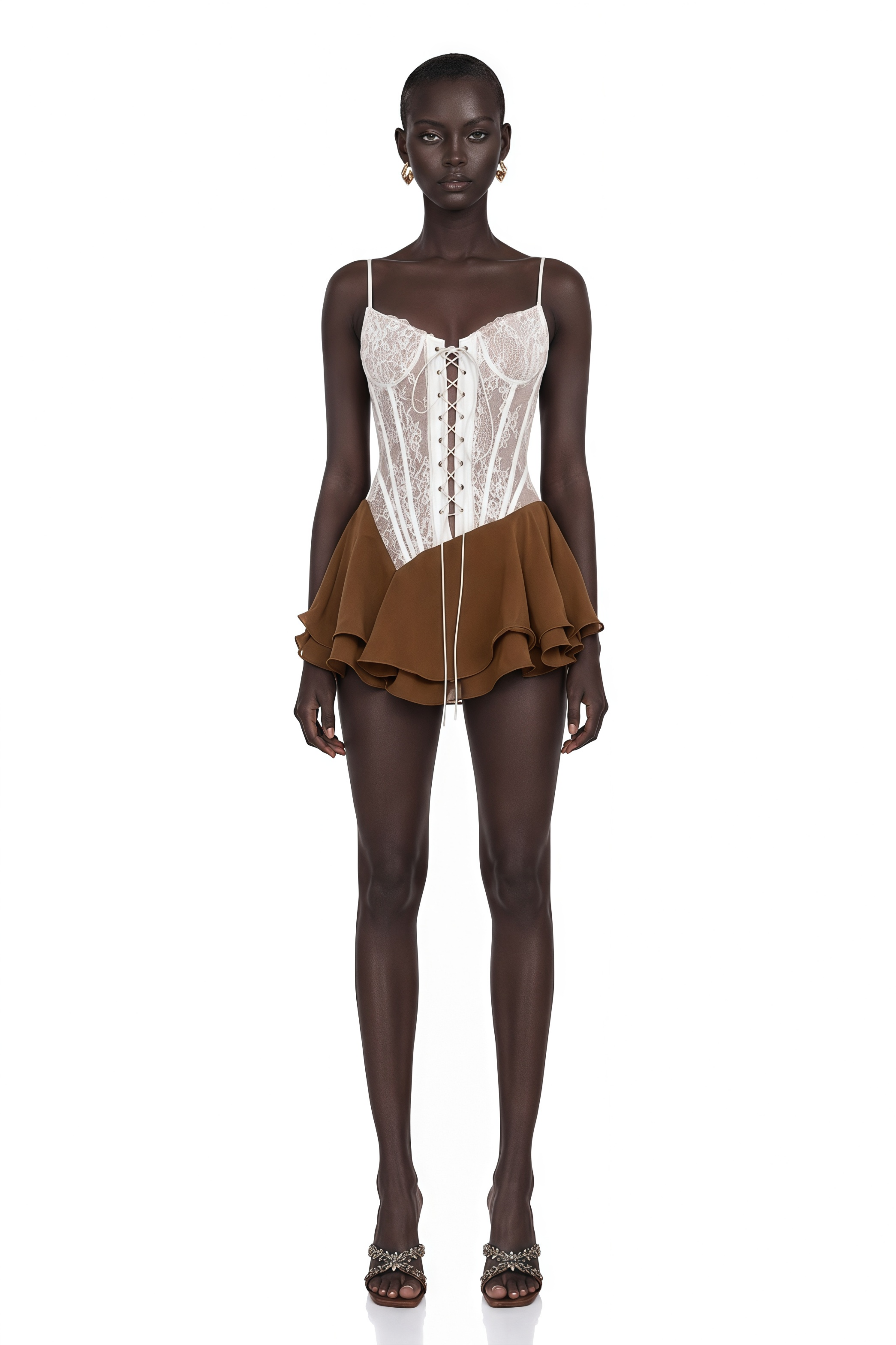 brown mini dress lace Jacinthe Up Bustier – Miss Rosier Handmade dress for 18 Size:XSM CL_inv_8.2519 Lace slip dress and concerts