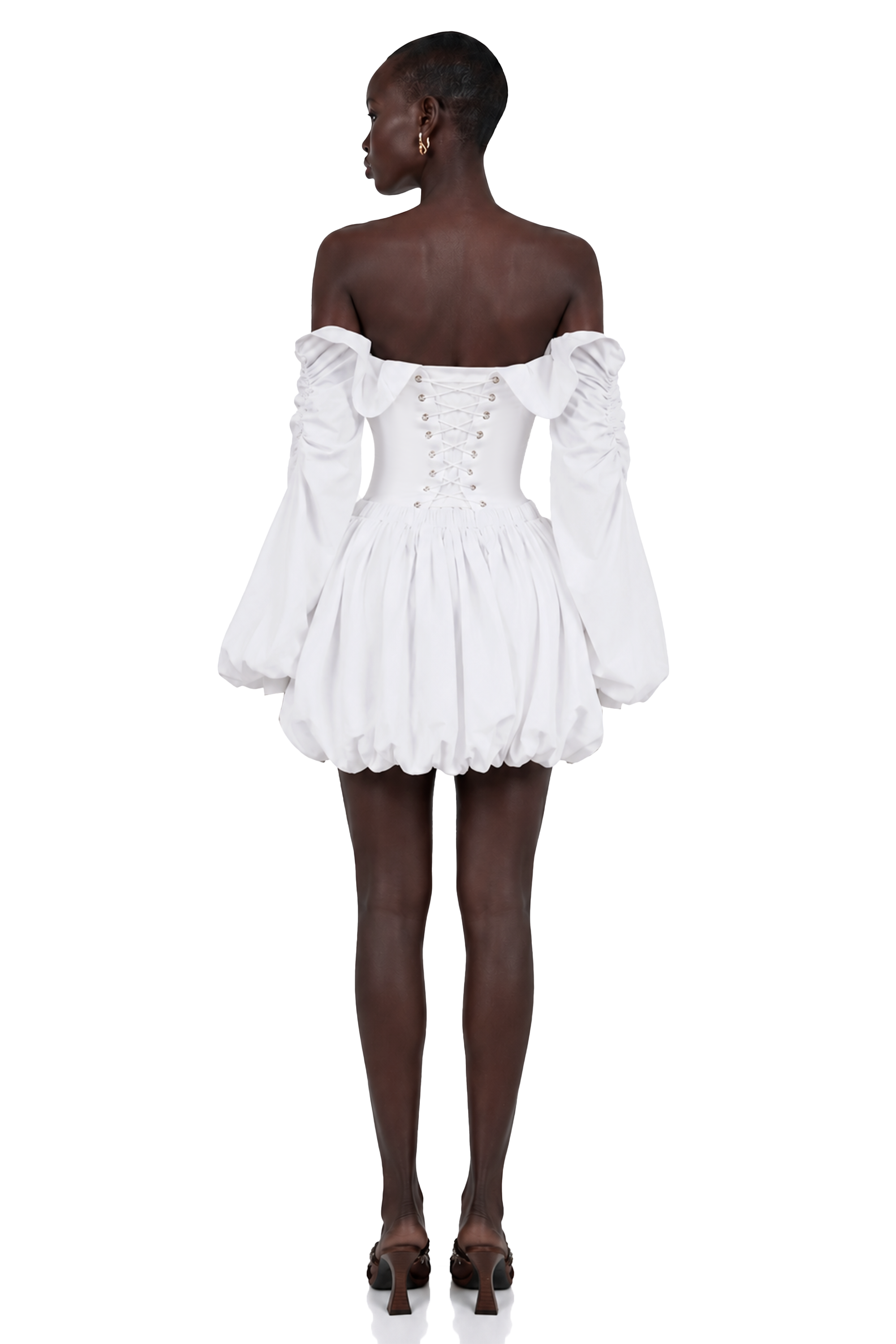 Alicia White Ruched Blouse & Skirt Set