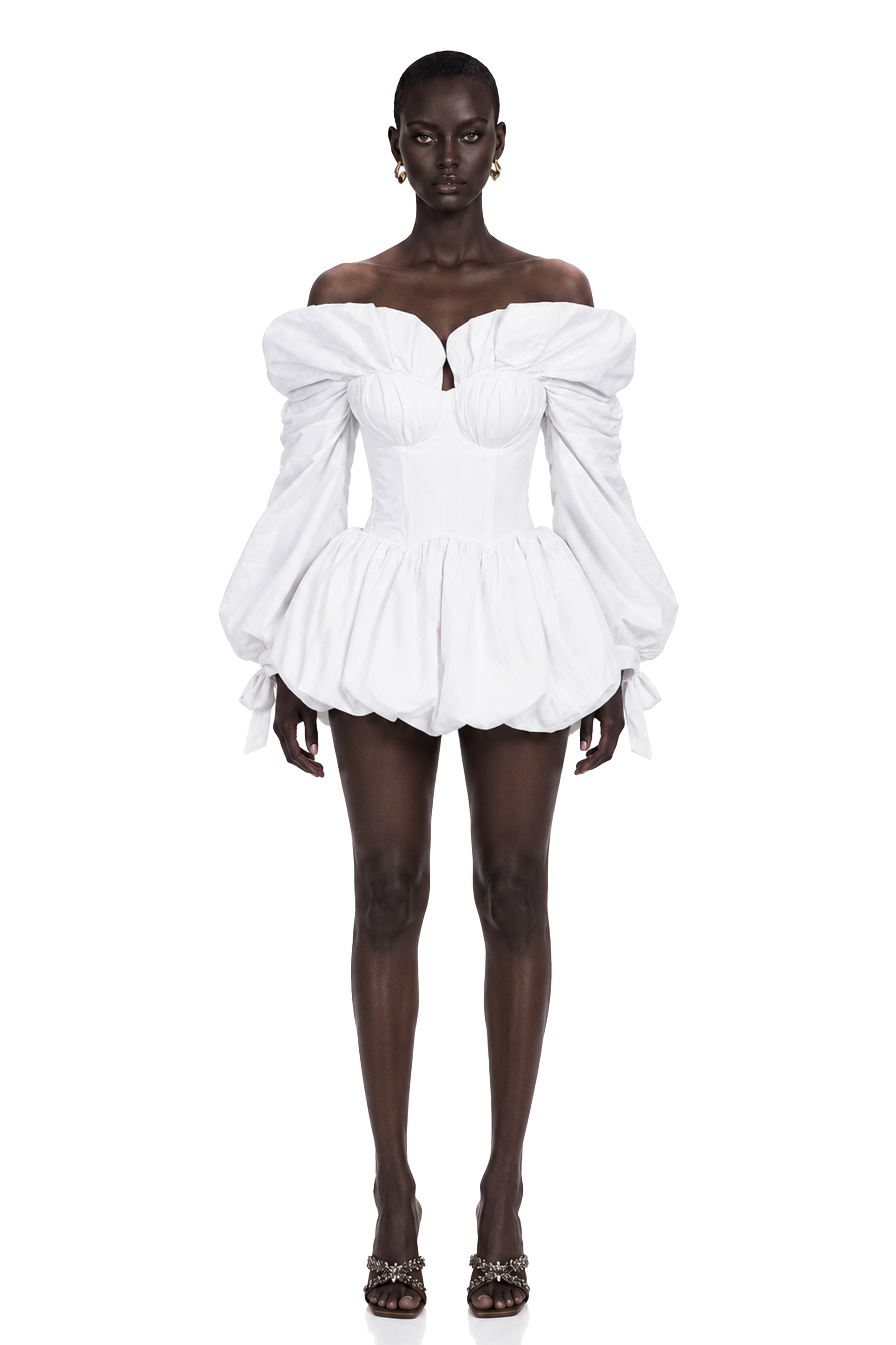 Alicia White Ruched Blouse & Skirt Set