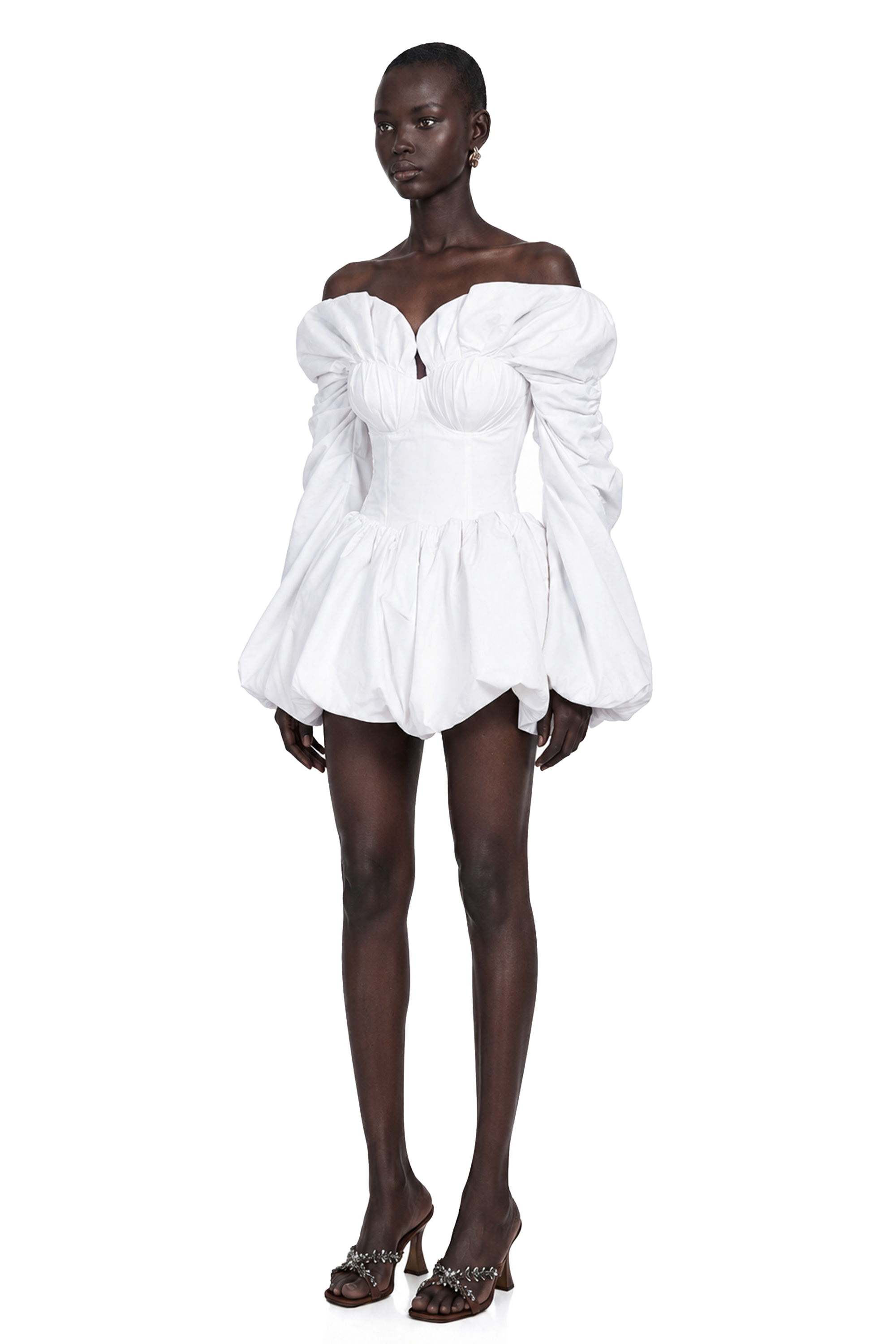 Alicia White Ruched Blouse & Skirt Set