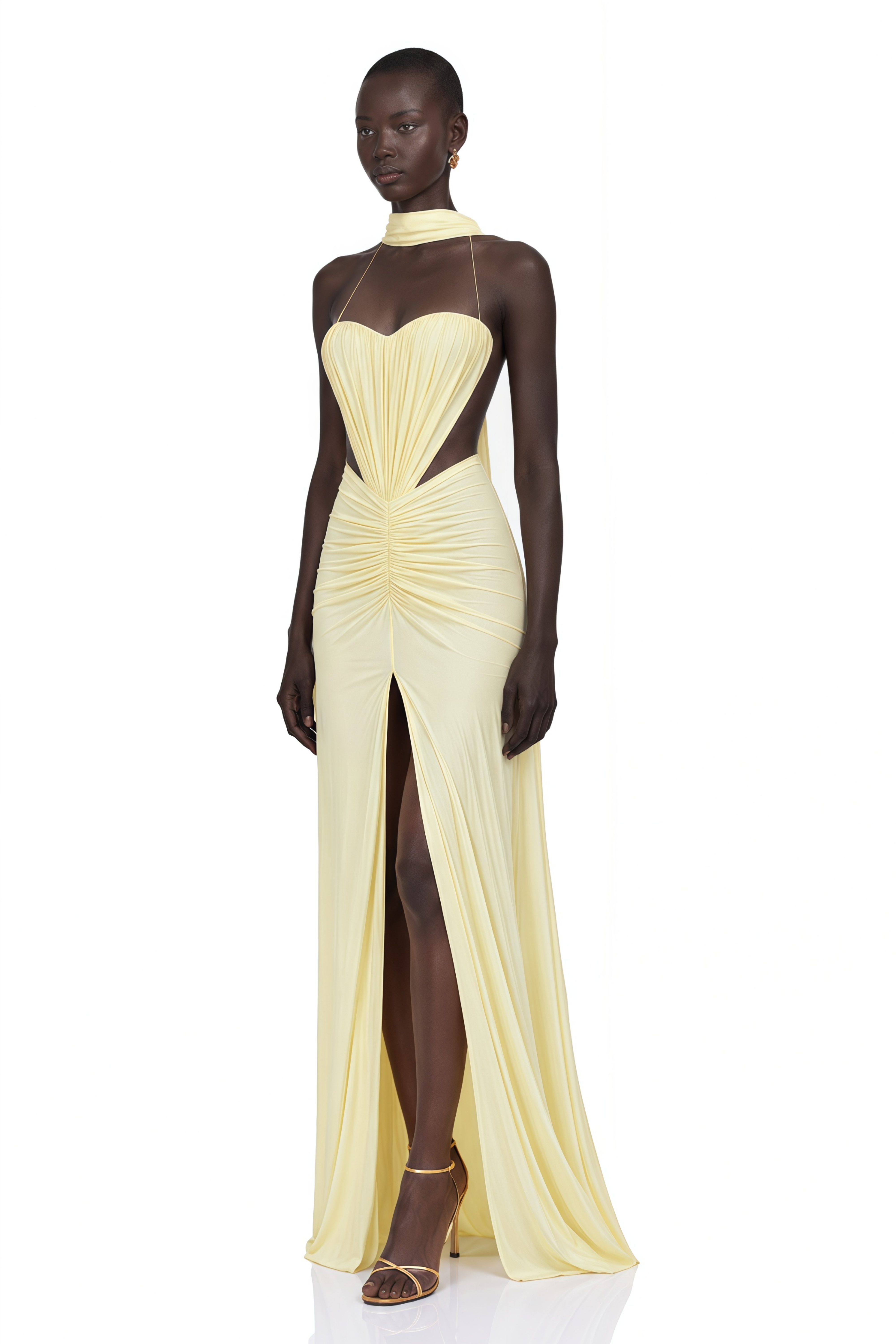 Alexandra Yellow Cut-Out High Slit Maxi Dress